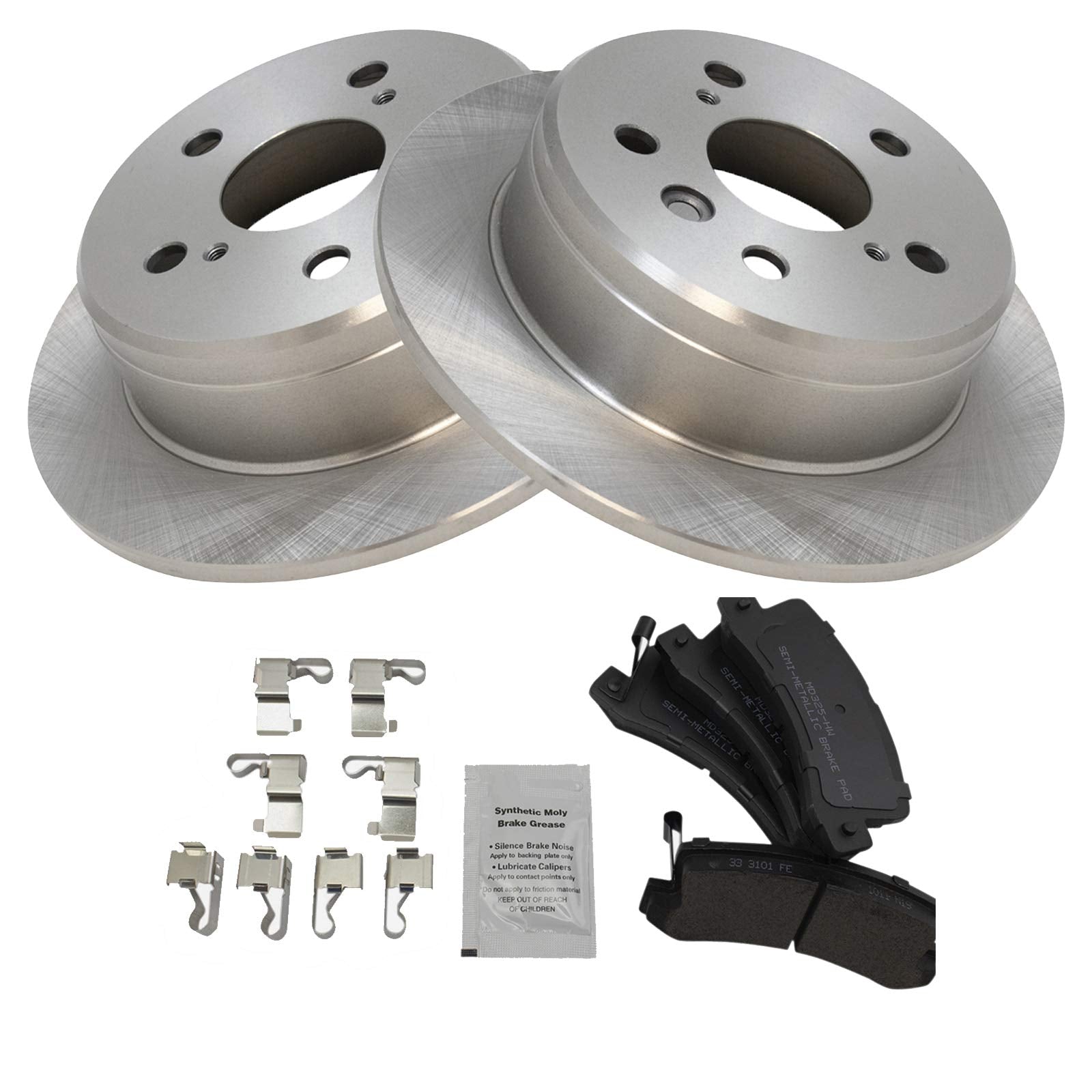 Trq Rear Brake Pad & Rotor Kit Brake Pads Brake Rotor Semi-Metallic Compatible With 1997-1999 Lexus Es300 1992-1999 Toyota Camry