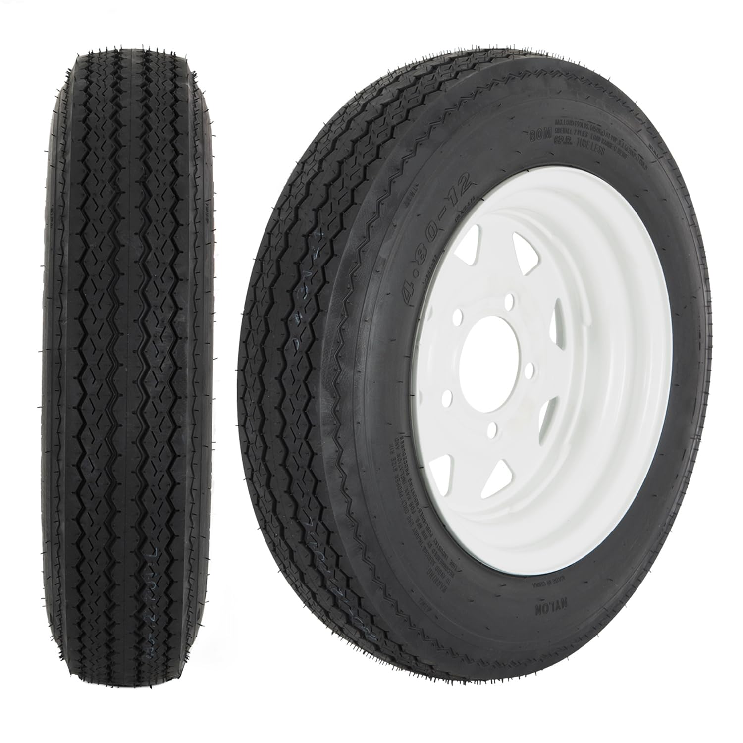 YUANXING 20.5x8-10 Trailer Tires on Rim - 5 Lug on 4-1/2 '' white Wheel - Load Range E,10PR, Set of 2