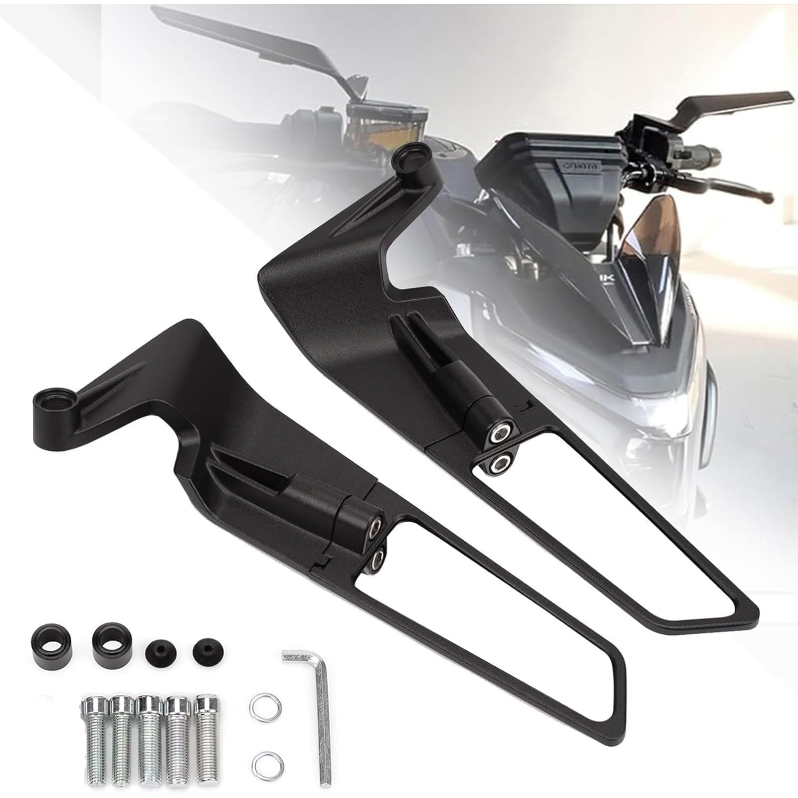 Xingwu Motorcycle Mirrors Adjustable Rotating Rear View Mirror Stealth Wind Wing Side Mirror For Z400 Z650 Z900 1290 Super Duke R Evo Abs 390 Duke Street Bike (Normal)