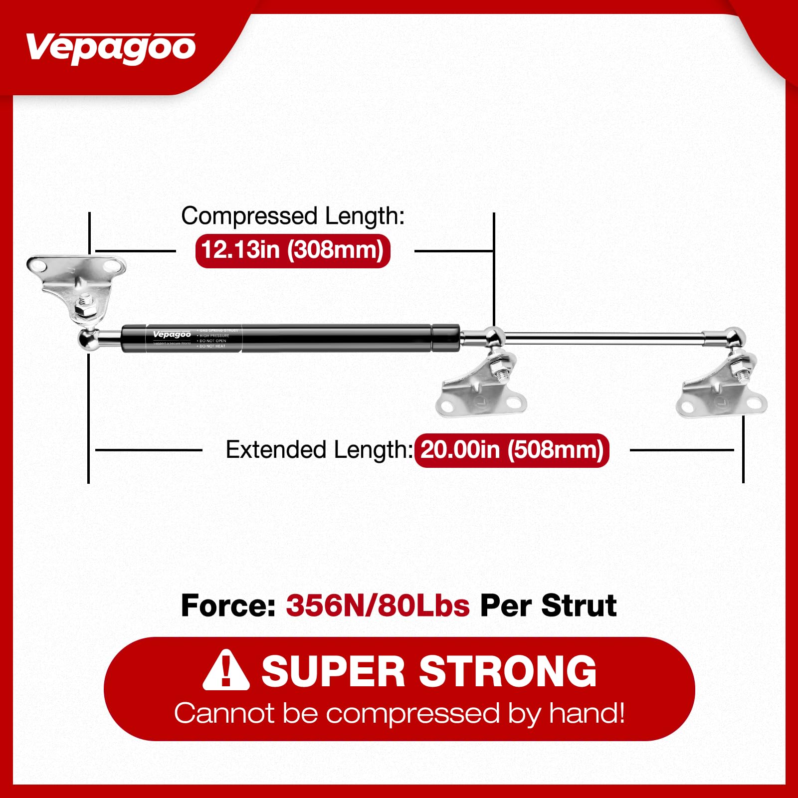 Veapgoo 20 Inch 80Lb/356N Gas Shock Strut Spring For Rv Bed Boat Bed Cover Door Lids Cabinet Lid Shed Window And Other Custom He