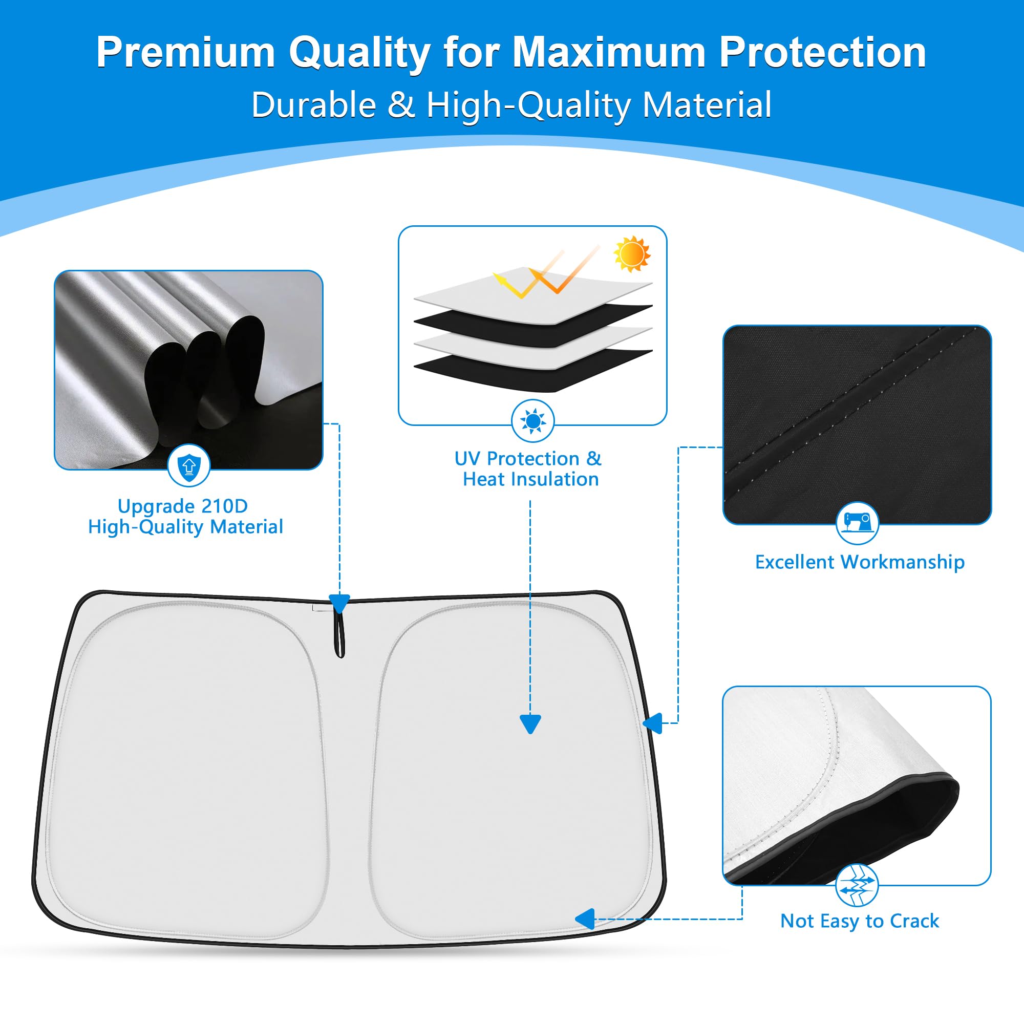 ULROLIT Windshield Sun Shade for 2022-2025 Hyun-dai Ioniq 5 Accessories, Foldable Window Sunshade Sun Visor Protector, Front Win