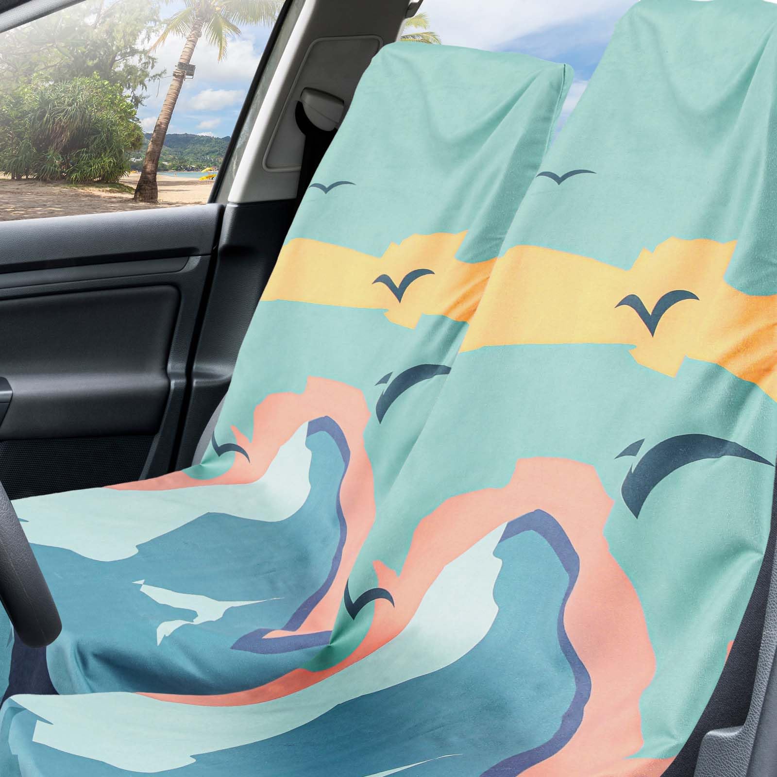 Hahafelt Car Seat Towel Covers 2 Pack, 63x32 inches, Non-Slip, Washable, Multicolour, Model QUN-Hahafelt-0699