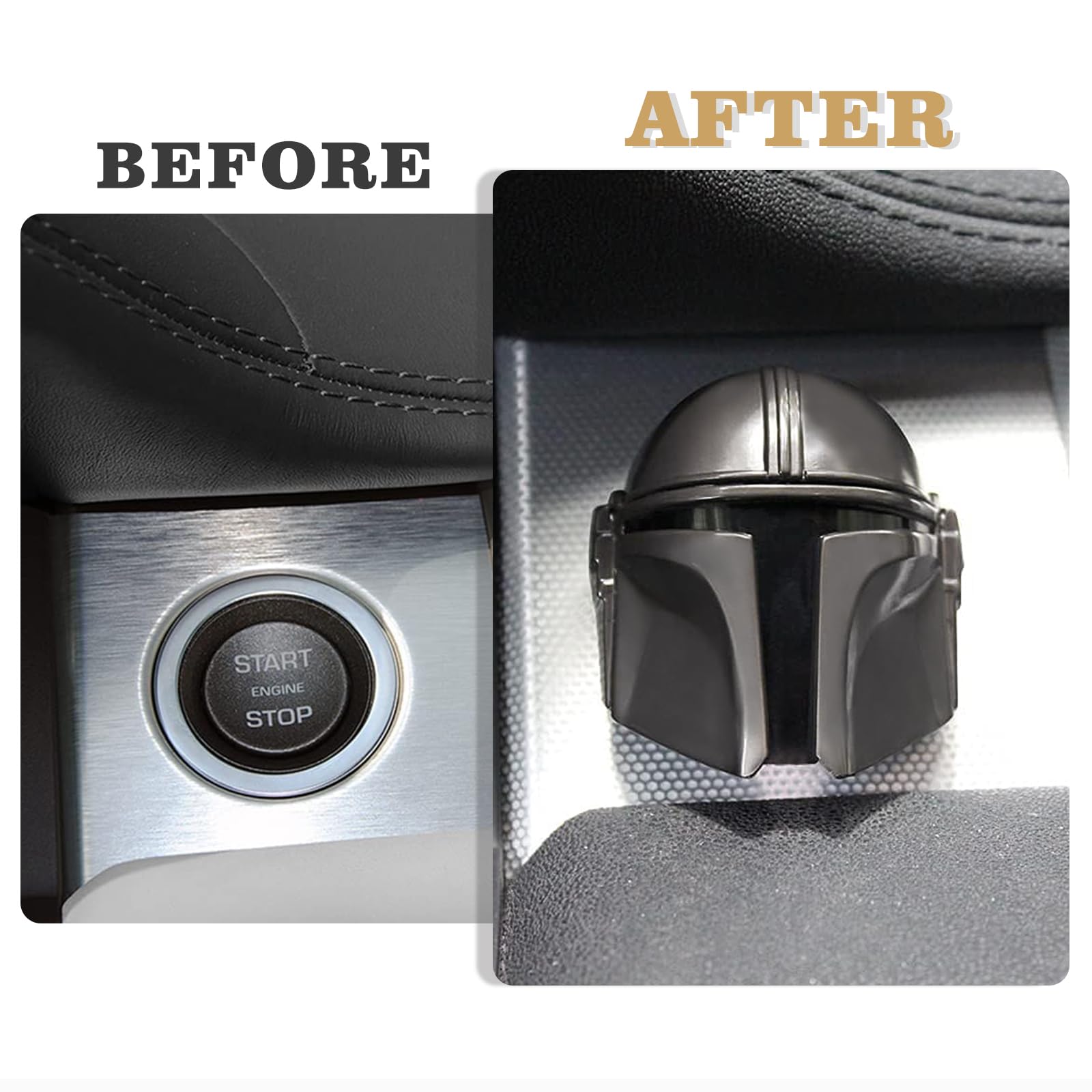 BestEvMod Mando Style Universal Car Engine Start Stop Button Cover Anti-Scratch Push Start Button Protective Cover 3D Cool Car I