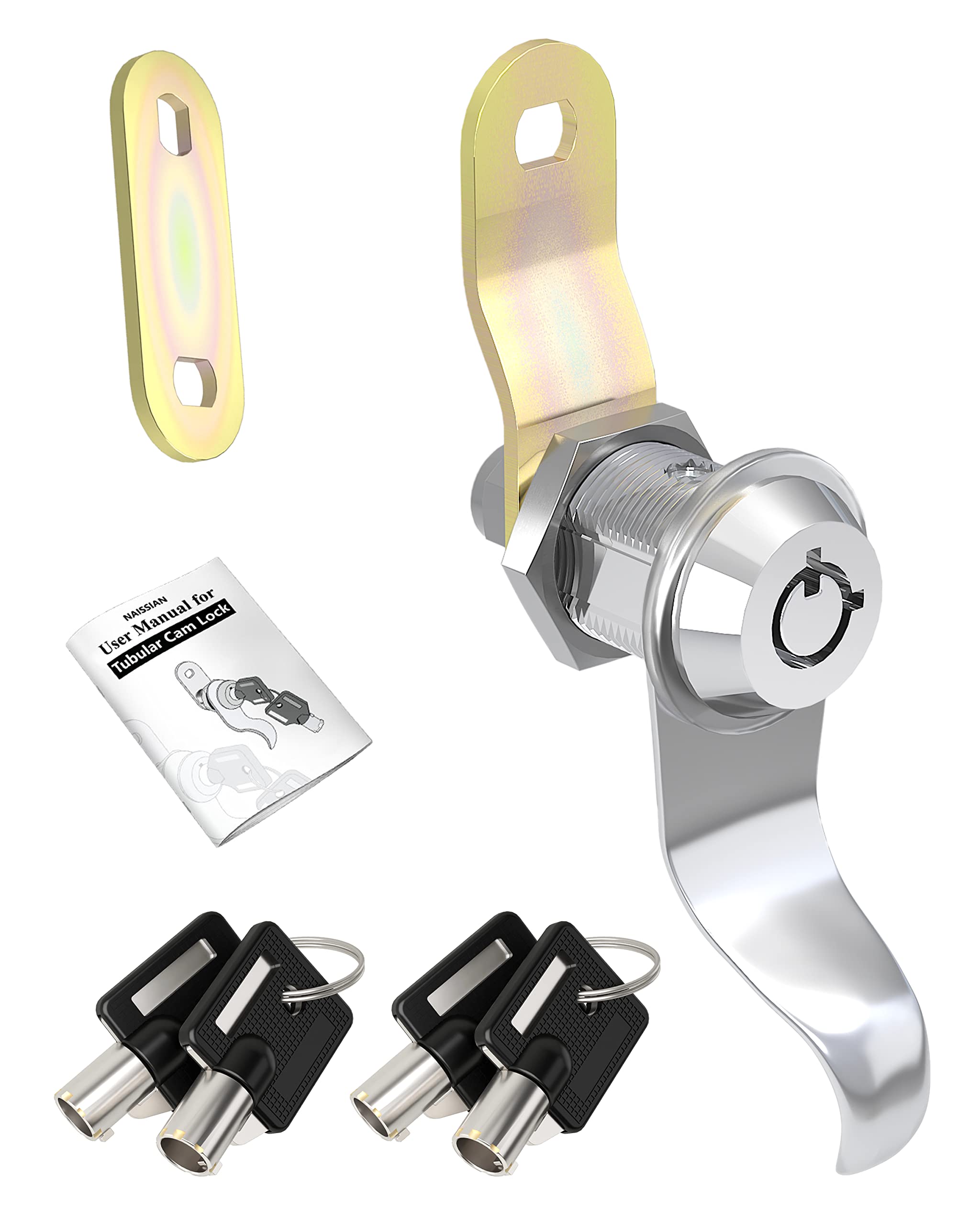 Naissian RV Locks for Storage Door 7/8 Inch, RV Compartment Locks for Camper Travel Trailer Cabinet with Keys 7/8'', Pack of 1 L