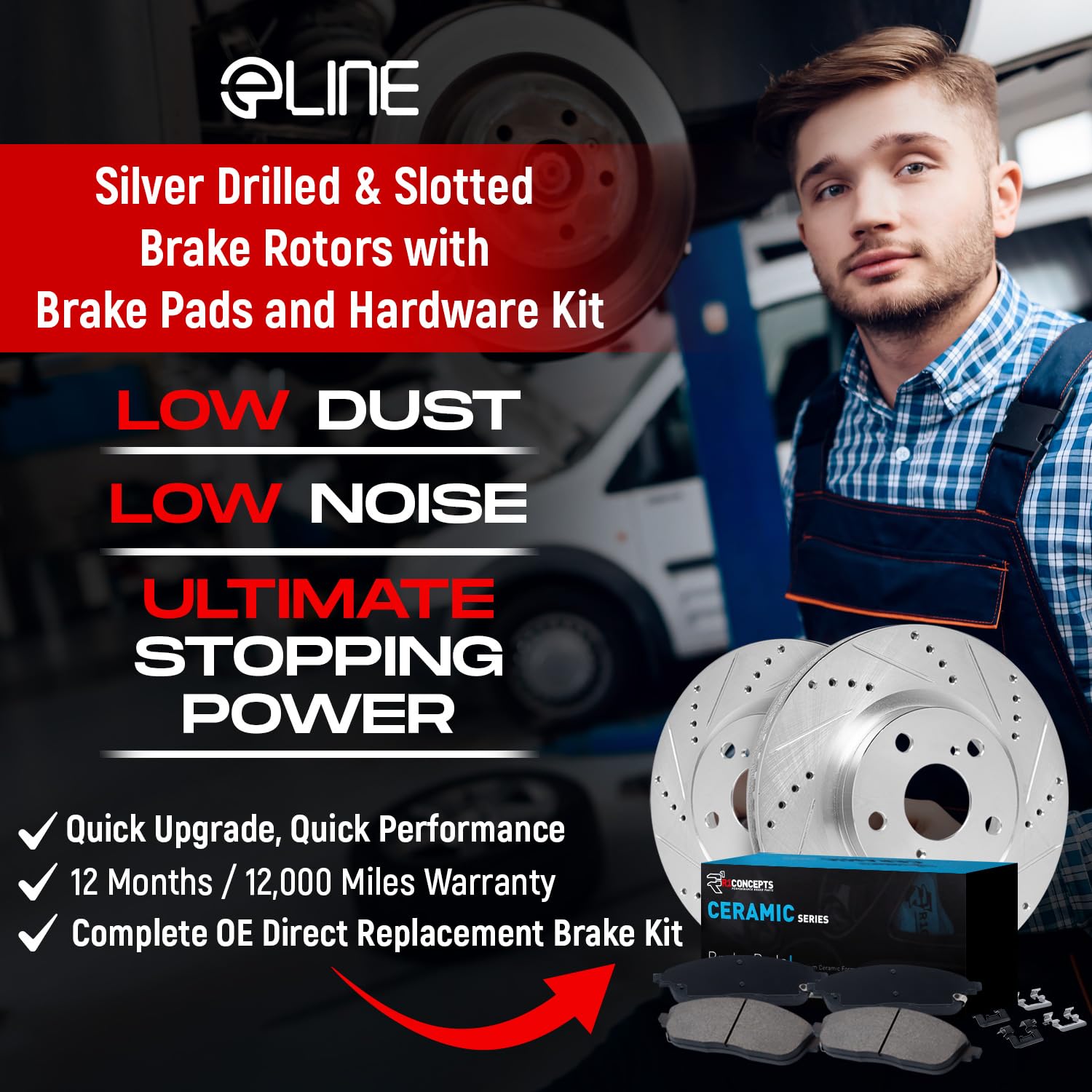 R1 Concepts Front And Rear Brakes And Rotors| Hardware Included| Front And Rear Ceramic Brake Pads And Rotors Kit| Fits 2013 Inf