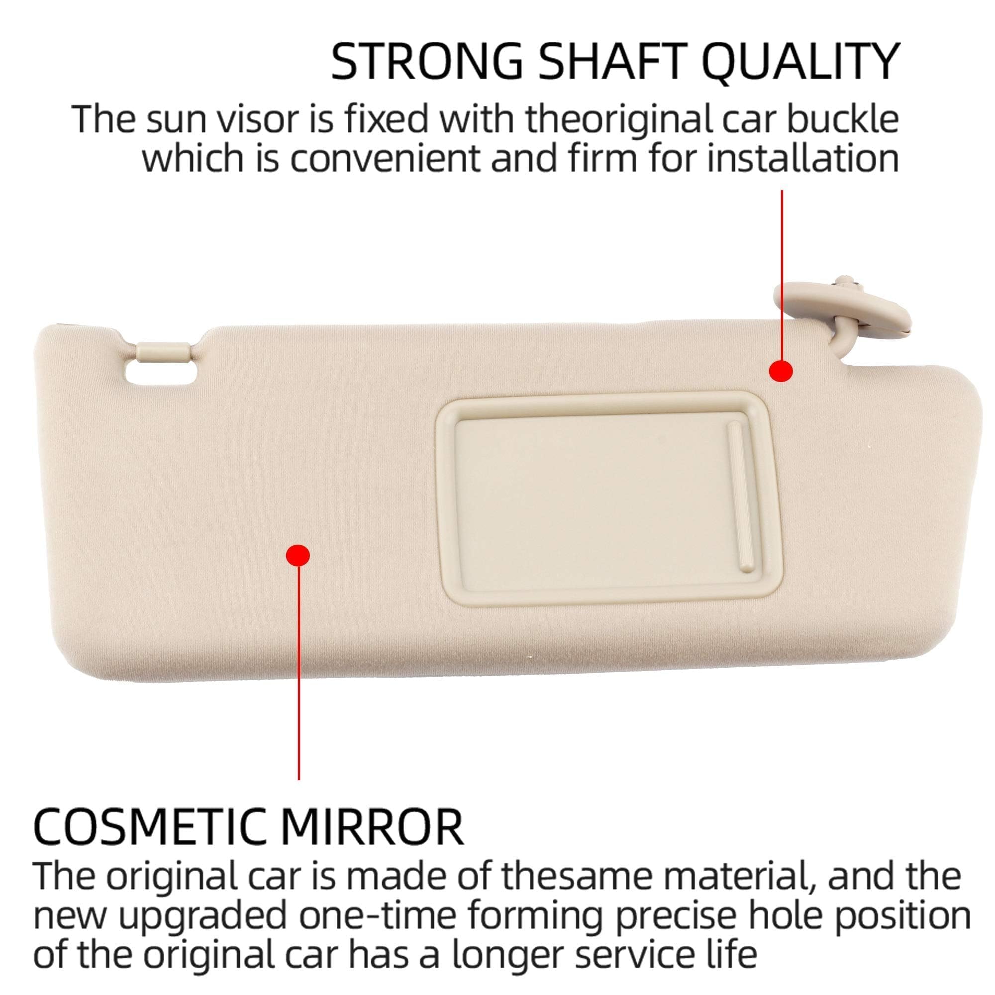 Dasbecan Right Passenger Side Sun Visor Compatible With Toyota Tacoma 2005-2012 2013 2014 2015 Visor Assembly Without Light 7431
