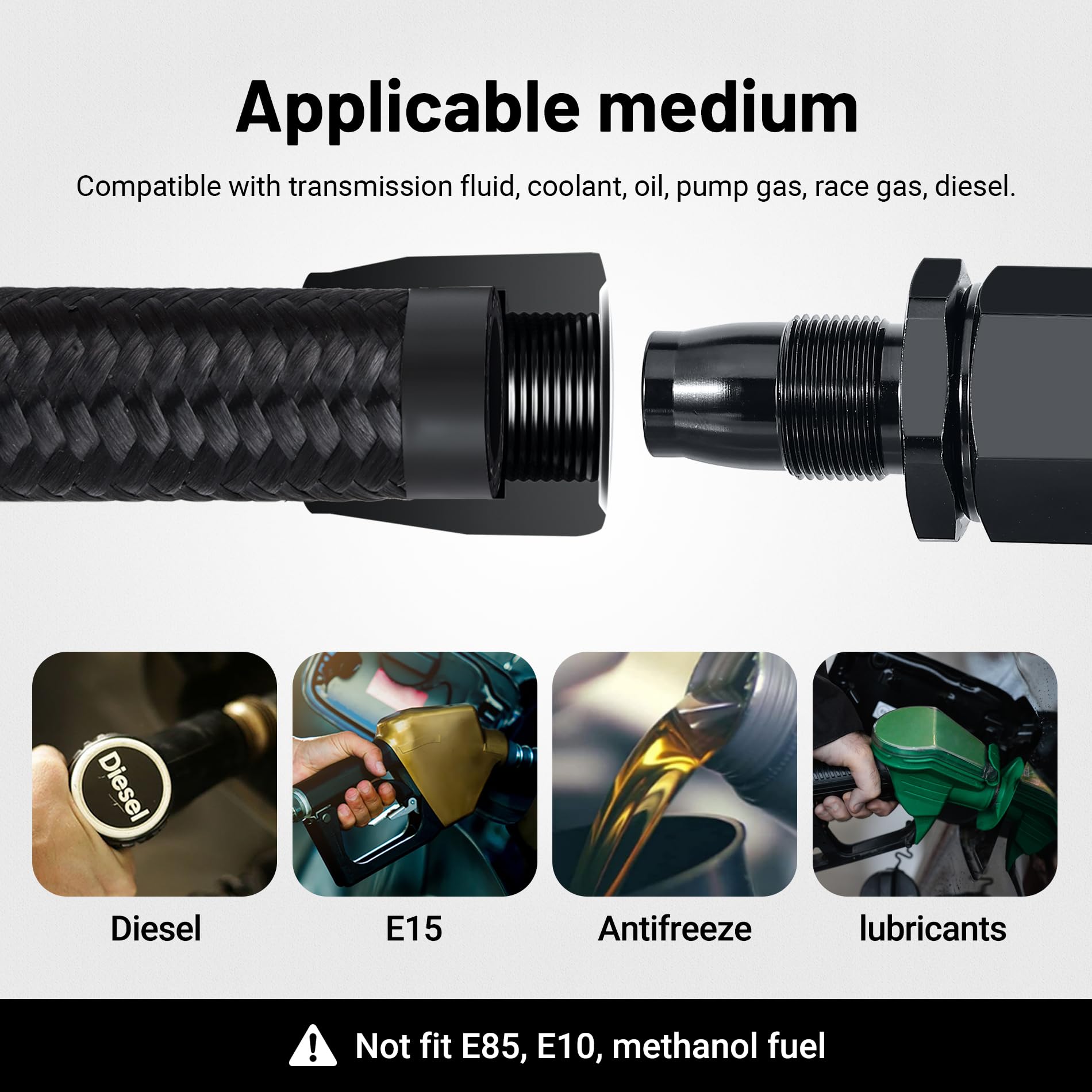 Evil Energy 10An Fuel Line, An10 Braided Fuel Hose Nylon Cpe 10Ft Black