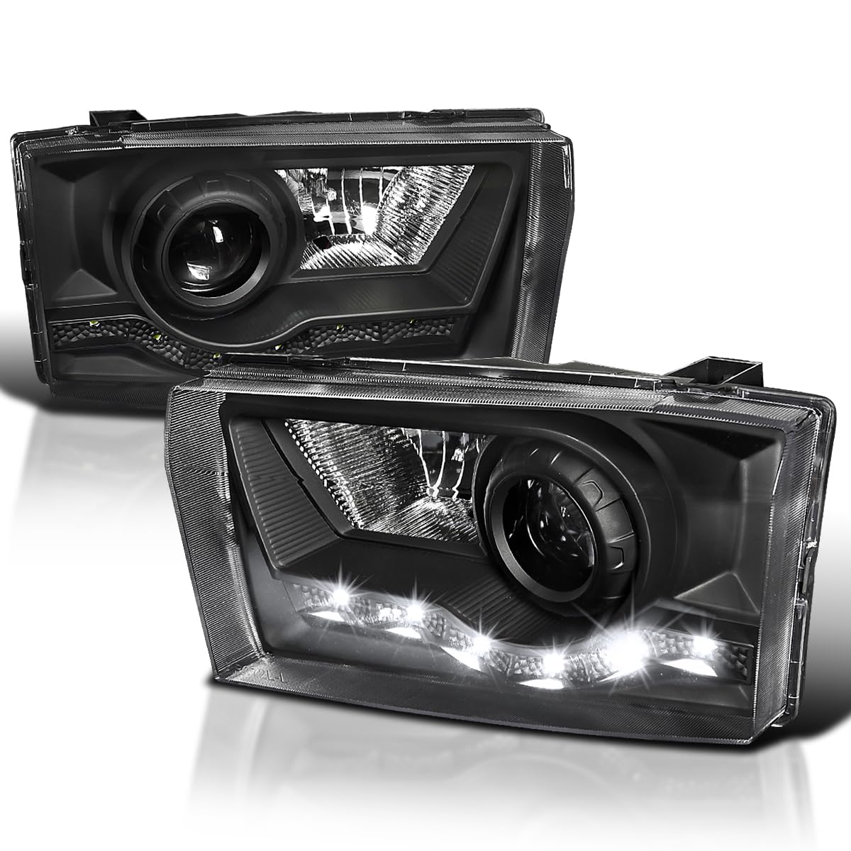Spec-D Tuning Black Projector Headlights + R8 LED Compatible with 1999-2004 Ford F250 F350 F450 F550, 2000-2004 Ford Excursion, 