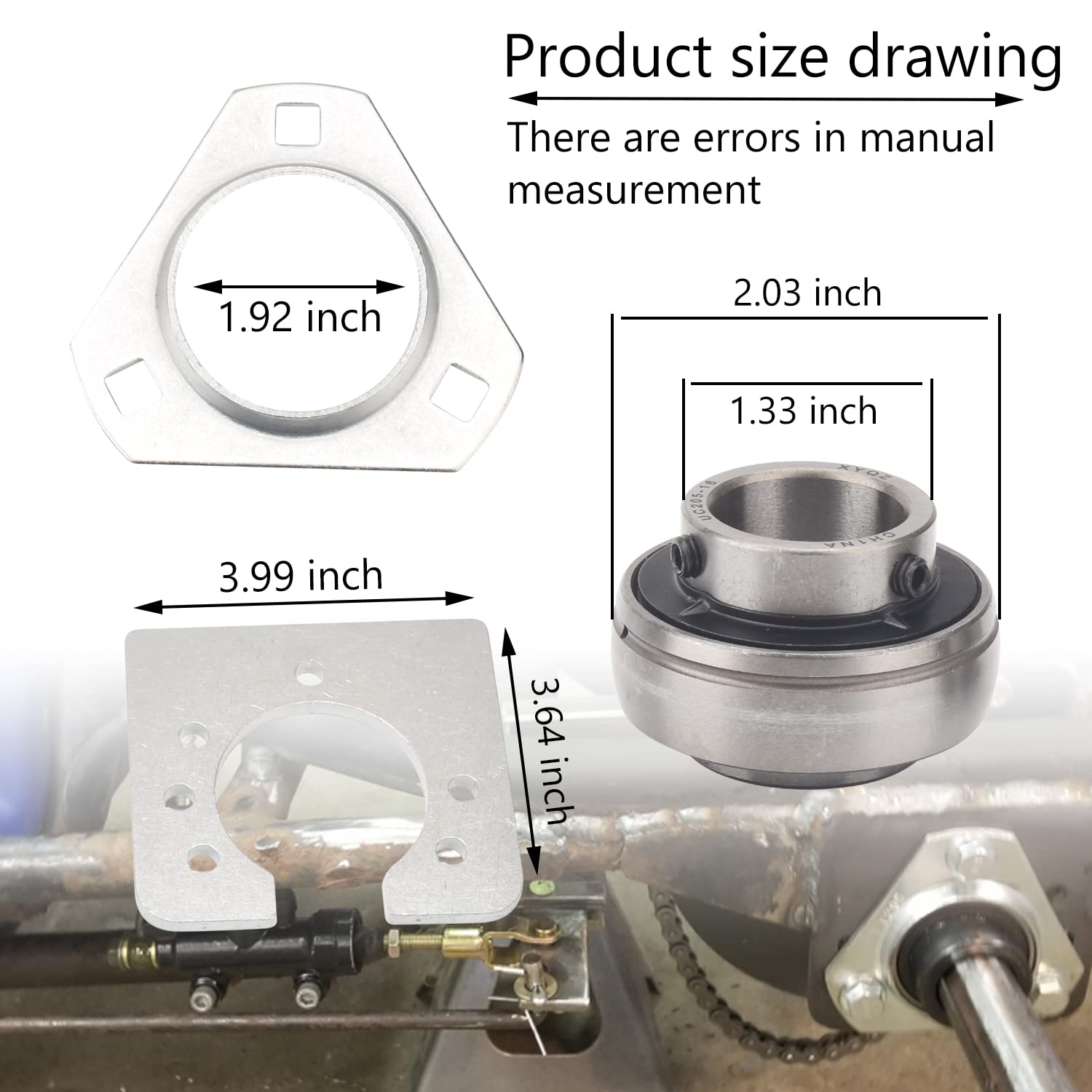 Go-Kart Live Axle Bearing Kit (1 inch) Compatible with Azusa axles, Also for Go Karts Mi-ni Bikes/Trikes/Off Road ATV - Axle wit