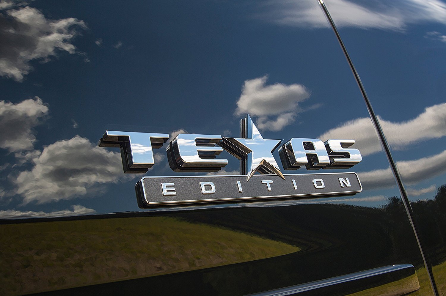 Muzzys Texas Edition 3M Stick-On Emblem Badge Set of 3 for GMC, Chevy, Ford, Dodge, Nissan - Chrome & Black Plastic