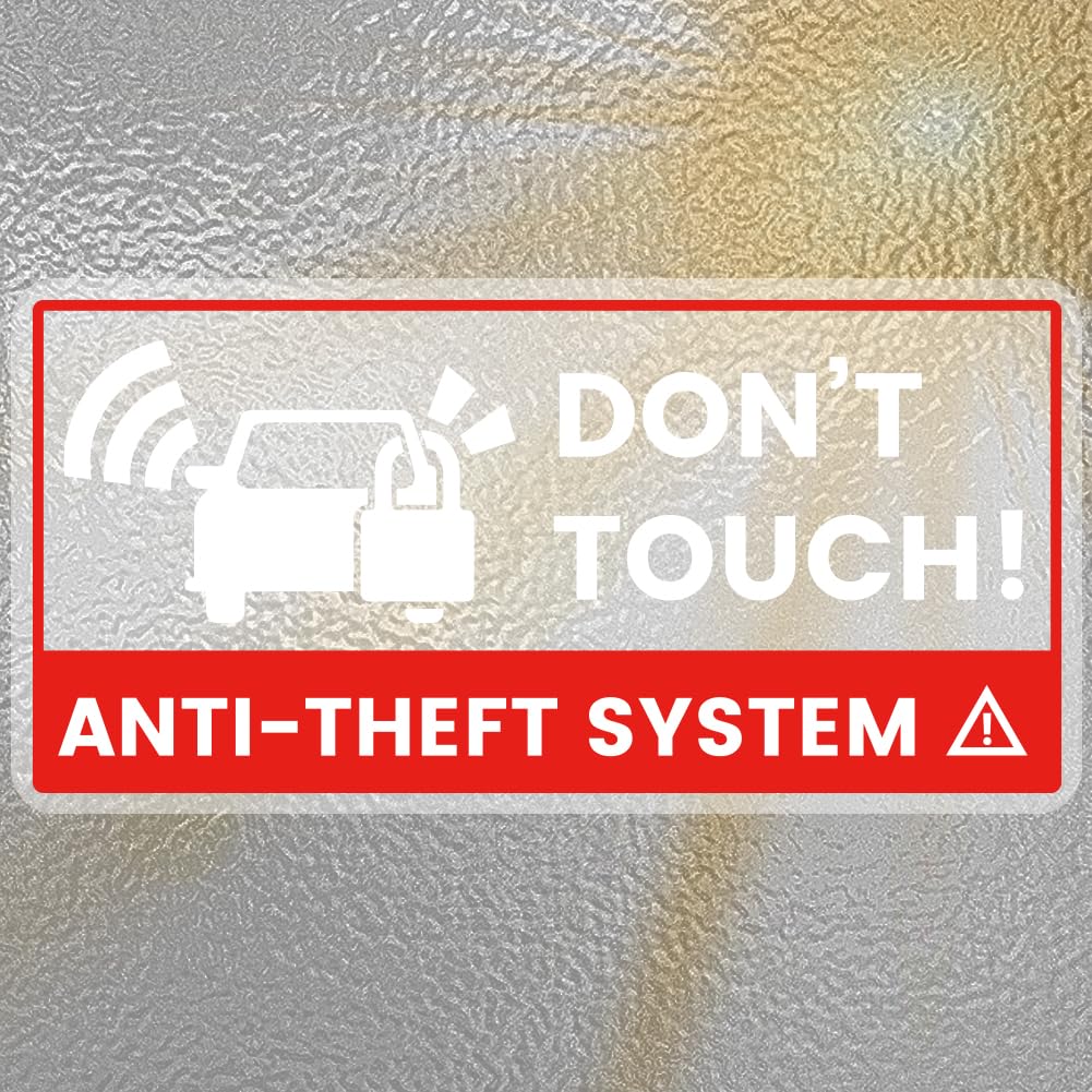 PRESSINART 10Pcs Anti Theft Car Stickers 4 x 2 Inch Car Warning Decal Do Not Touch Anti Theft System Vehicle Security Signs Self