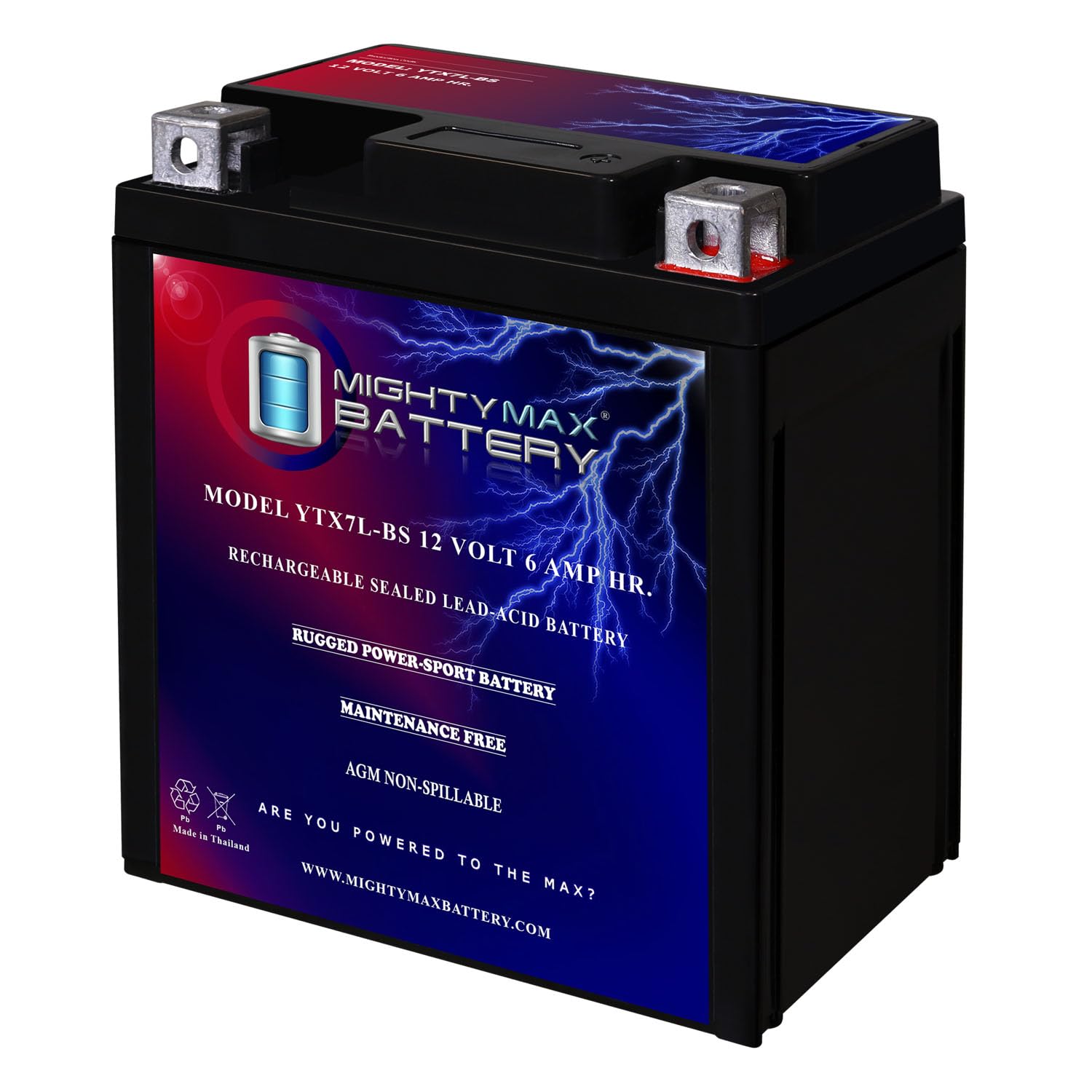 Mighty Max Battery YTX7L-BS 12v 6Ah Battery for Honda 250 CB250 Nighthawk 1991-2009