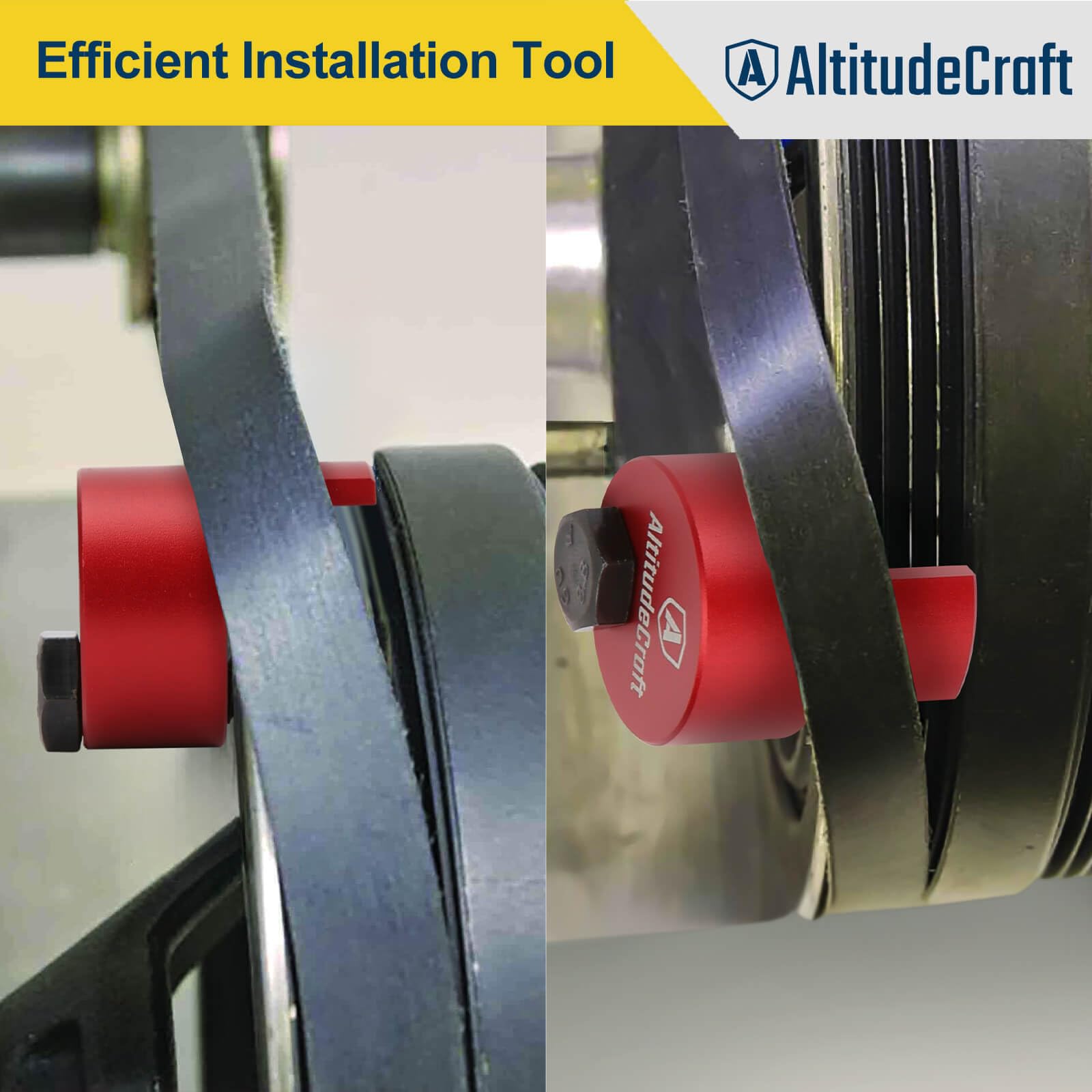 AltitudeCraft Stretch Belt Installation Tool - Professional Automotive Tool, Aluminum 6061, Red