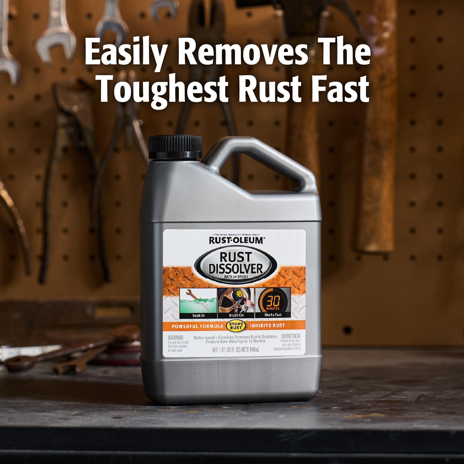 Rust-Oleum Rust Dissolver Soak & Bath - Heavy-Duty Corrosion Remover, 32 Fl Oz, for Metal Tools, Cars, Bikes, Grills, Firearms