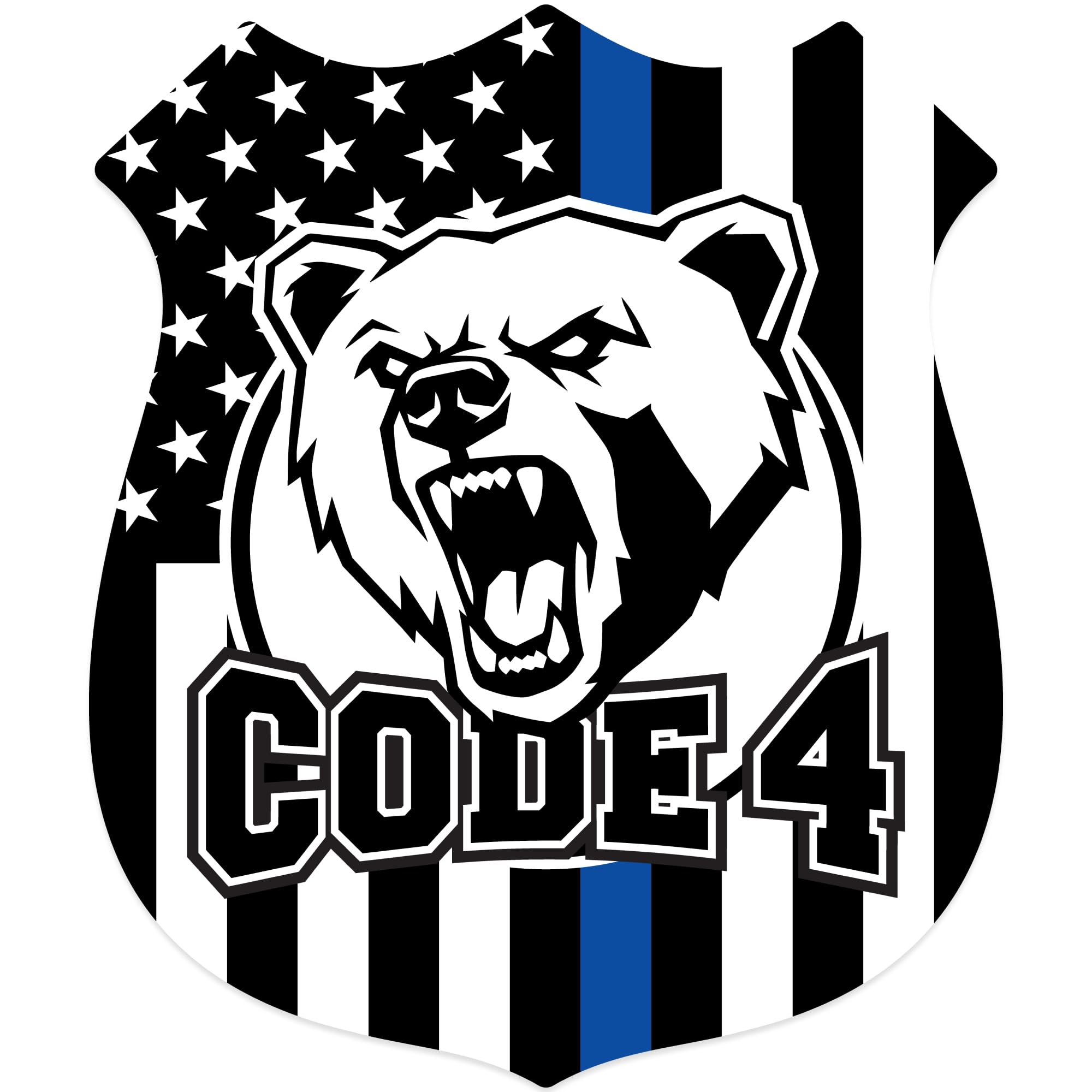 Stickios Code 4 Sticker Police - Thin Blue Line American Flag Police Badge Decal for Car, Truck & Window - Back the Blue - Made 