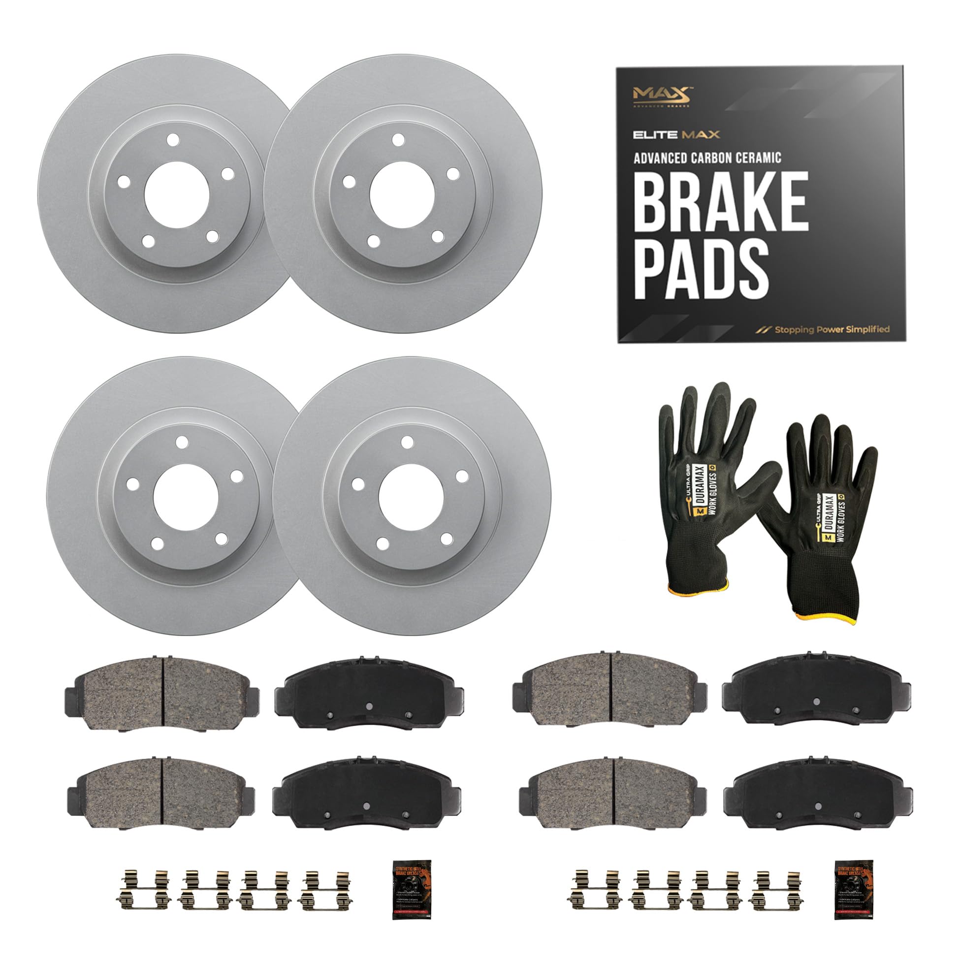 Max Advanced Brakes Front & Rear Brake Kit Compatible With 2006-2010 2011 2012 Ford Fusion Compatible With Mazda 6 Replacement G