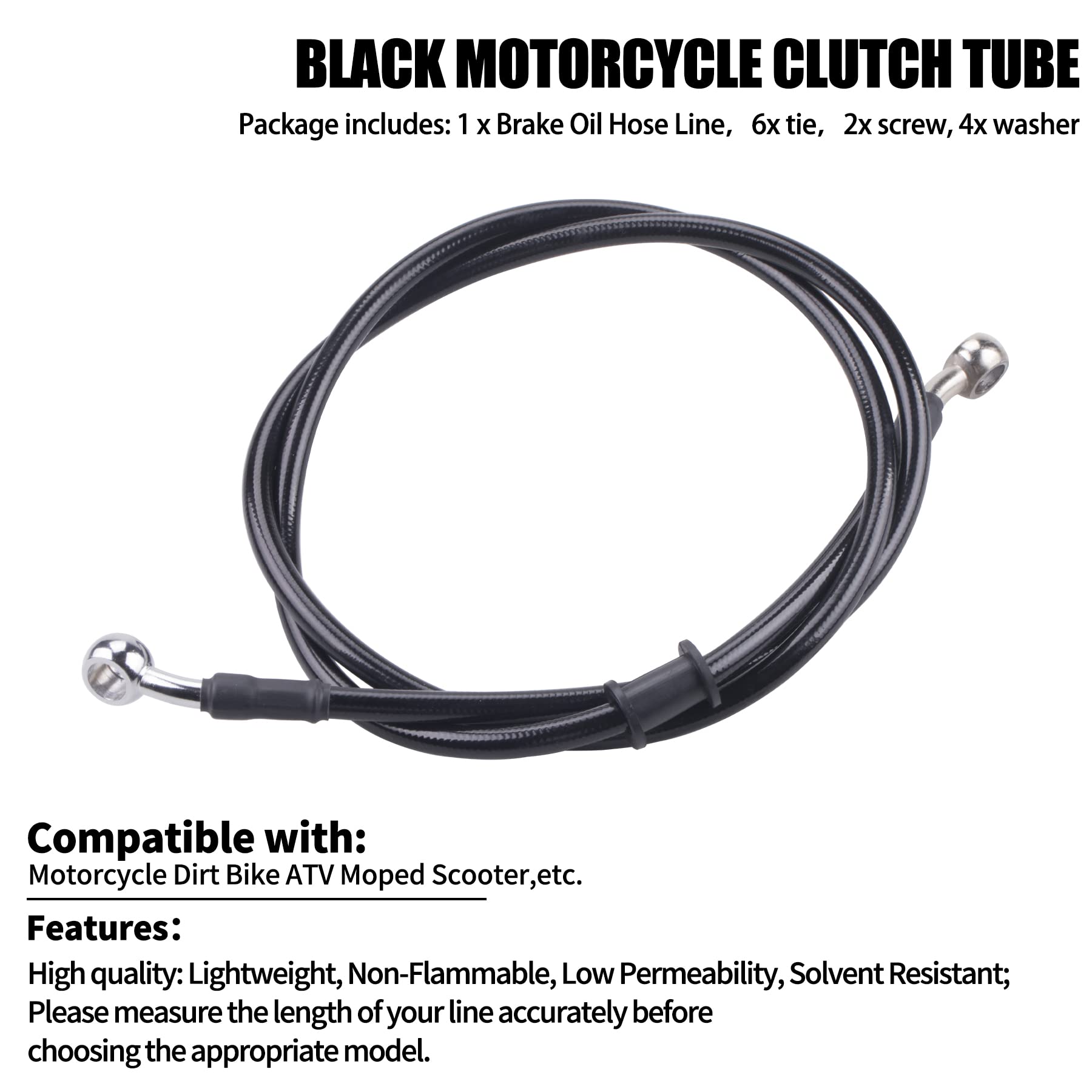 Mwmnun Motorcycle Hydraulic Brake Or Clutch Line Hose For Motorcycle Dirt Bike Atv Moped Scooter,Etc.Banjo Bolt 2Pcs(Length 1.2M