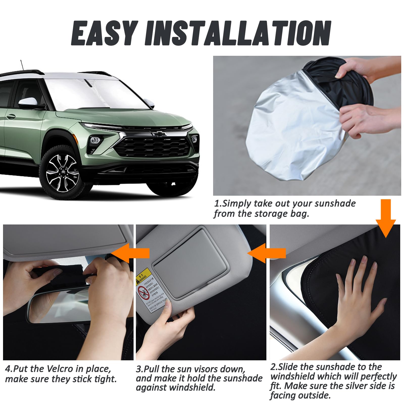 D-Lumina Windshield Sun Shade For 2021-2024 Chevy Trailblazer Accessories, Front Window Sunshade Sun Visor Protector Block Uv Ra