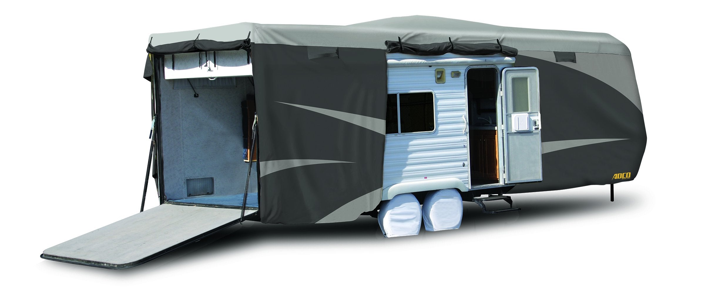 Adco 52275 Toy Hauler Designer Series Sfs Aquashed Cover, Fits 30'1 - 33'6 Trailers, Gray