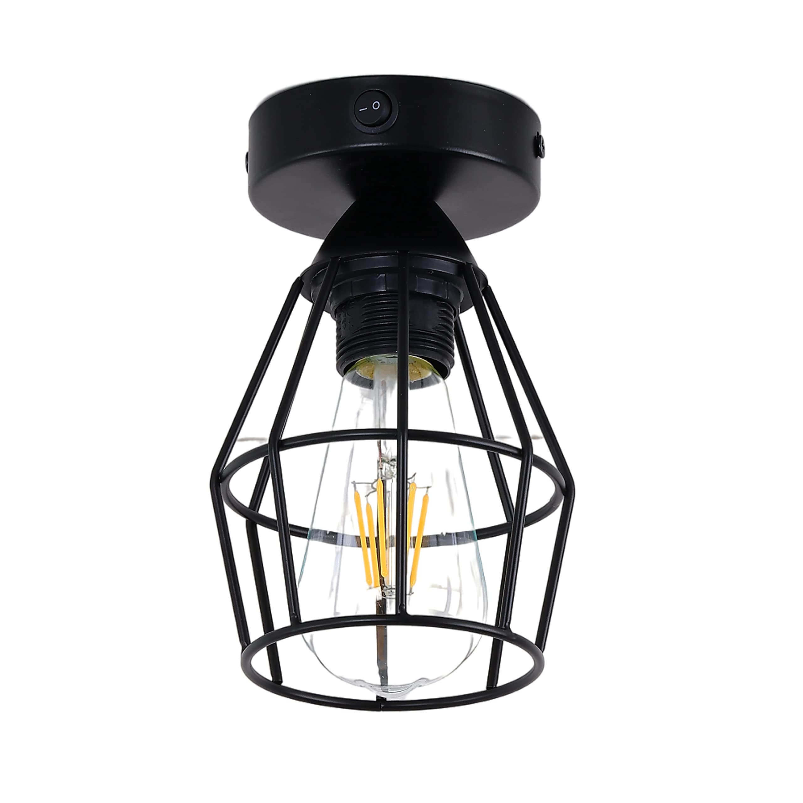 Maichis RV Vintage Ceiling Light (Bulb Included), 12V Metallic Interior Light Fixture with On&Off Switch, Semi-Flush Mount Ceili