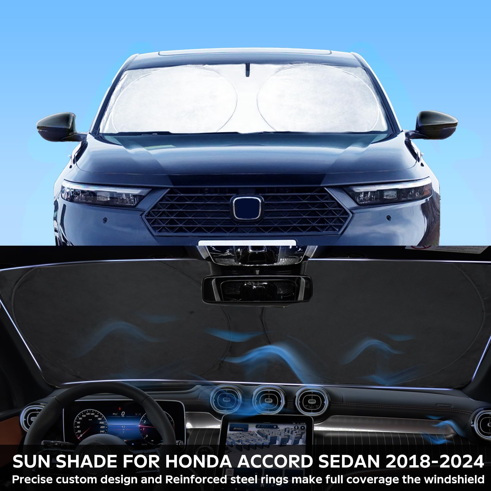 Insauto For Accord 2025 Windshield Sun Shade Sunshade Protector For Honda Accord 2021 2022 2023 2024 Windshield Cover Sun Visor