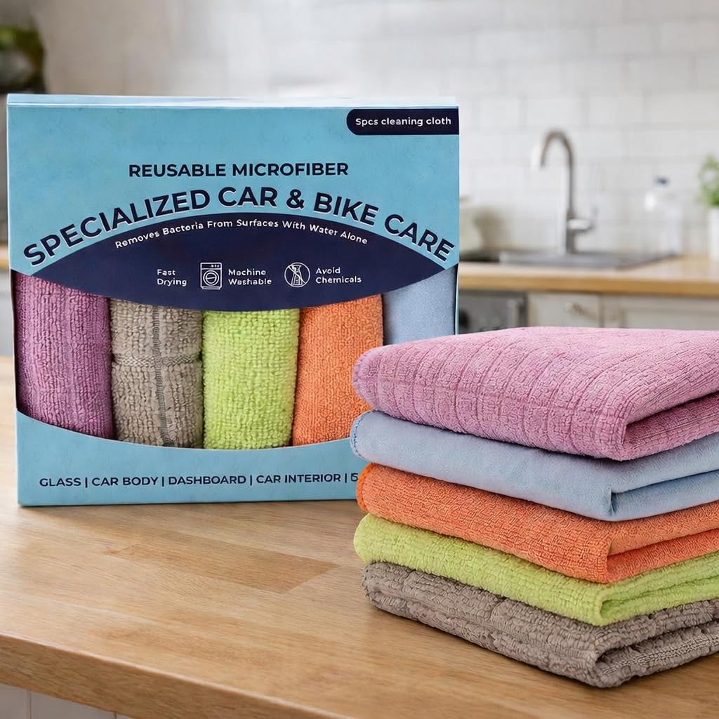 SIMPARTE 200300 GSM  5Piece Set  Microfiber Cleaning Cloths for Car Cleaning & Bike Care  30  30 cm | ScratchFree Towels f