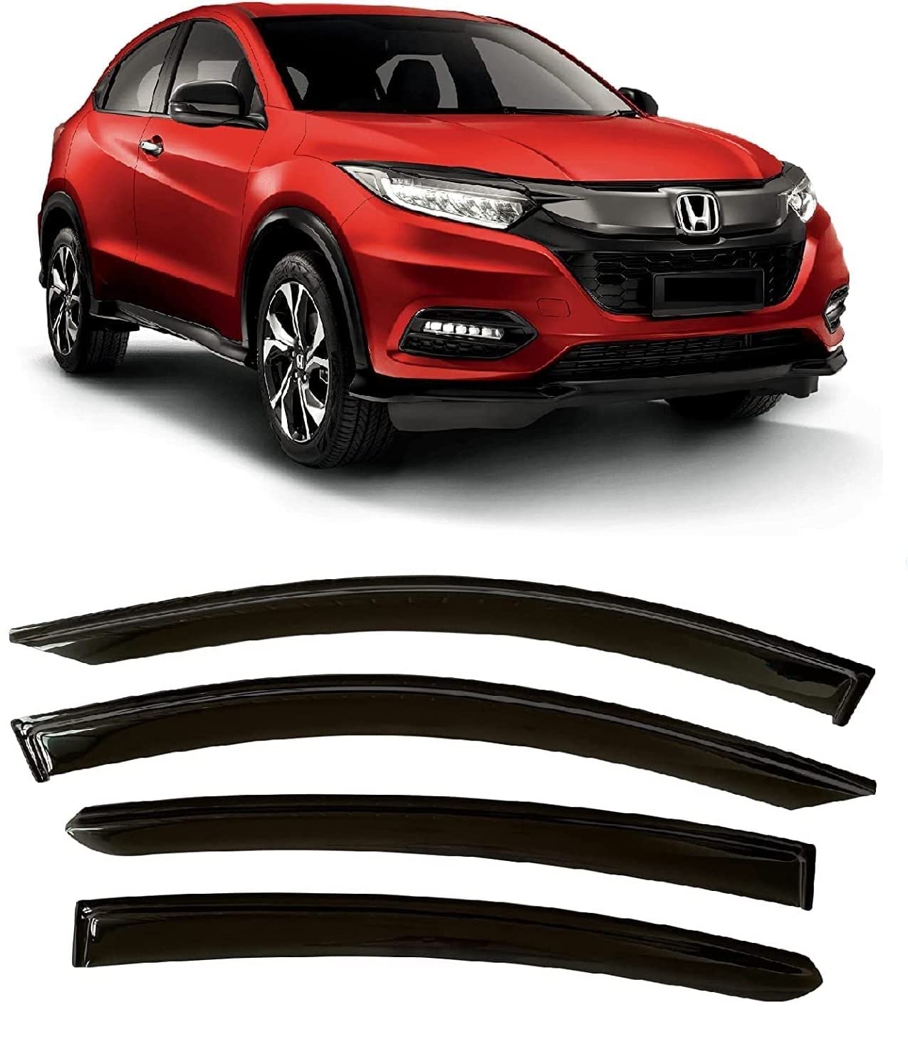 2016-2022 Tape-On Side Window Visor Deflectors For Honda Hr-V Lx Ex Sport Ex-L Hrv Smoke Tinted Rain Guards 2017 2018 2019 2020