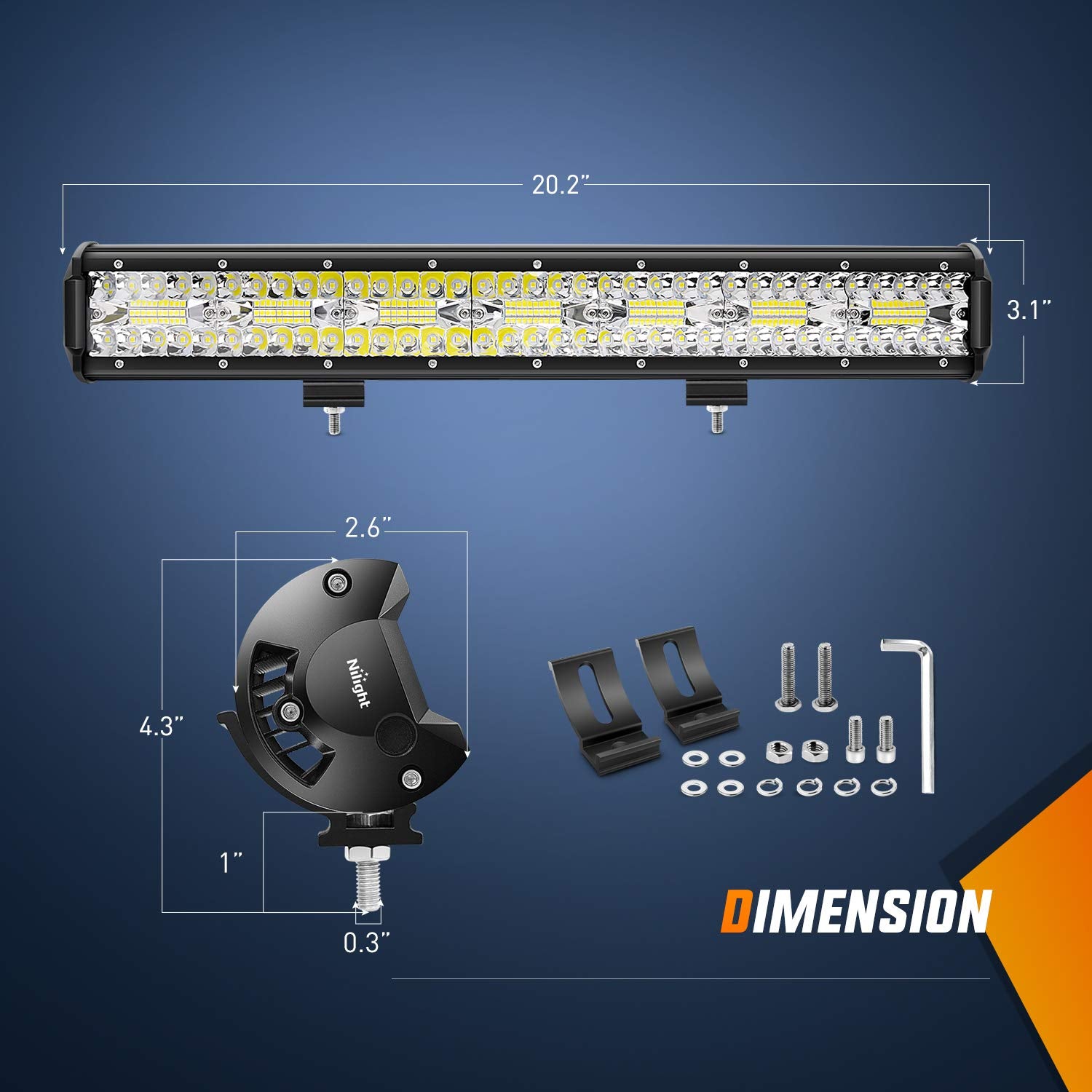 Nilight 20Inch 420W Triple Row Spot Flood Combo Led Light Bar Work Driving Lamp 2Pcs 4Inch 60W Cube Led Pods Lights For Trucks W
