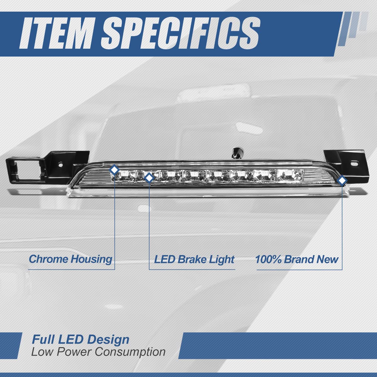 Auto Dynasty Chrome Housing Led 3Rd Third Rear High Mount Brake/Stop Light Lamp Compatible With Chevy Equinox Gmc Terrain 10-17