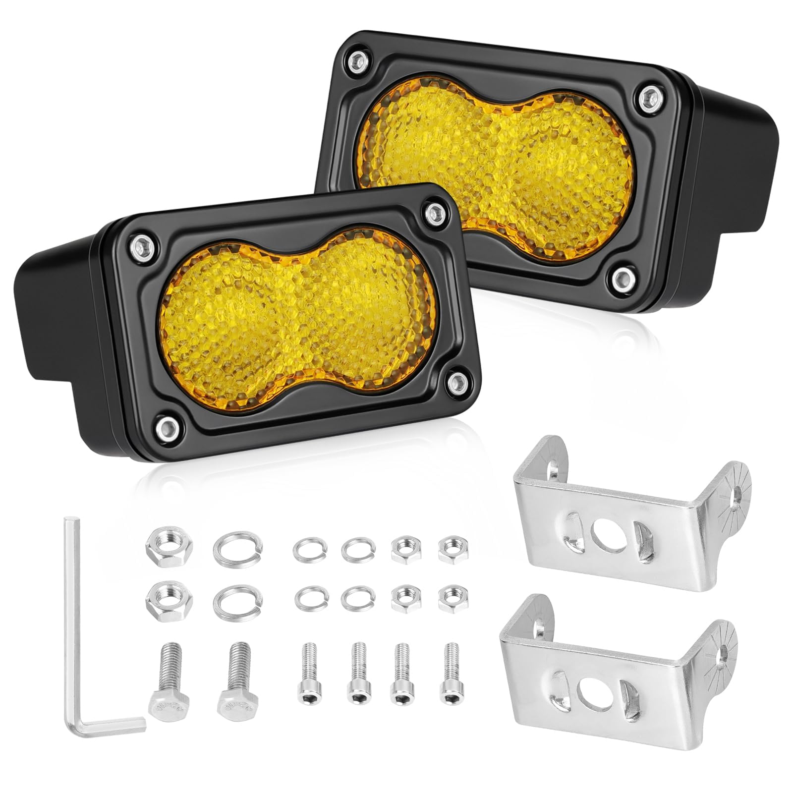 Yellow LED Pods, AKD Part 3 40W Diffused CREE LED Pod Lights Yellow Chase Light Bars Scene Lights Ditch Camper Daytime Safety Si
