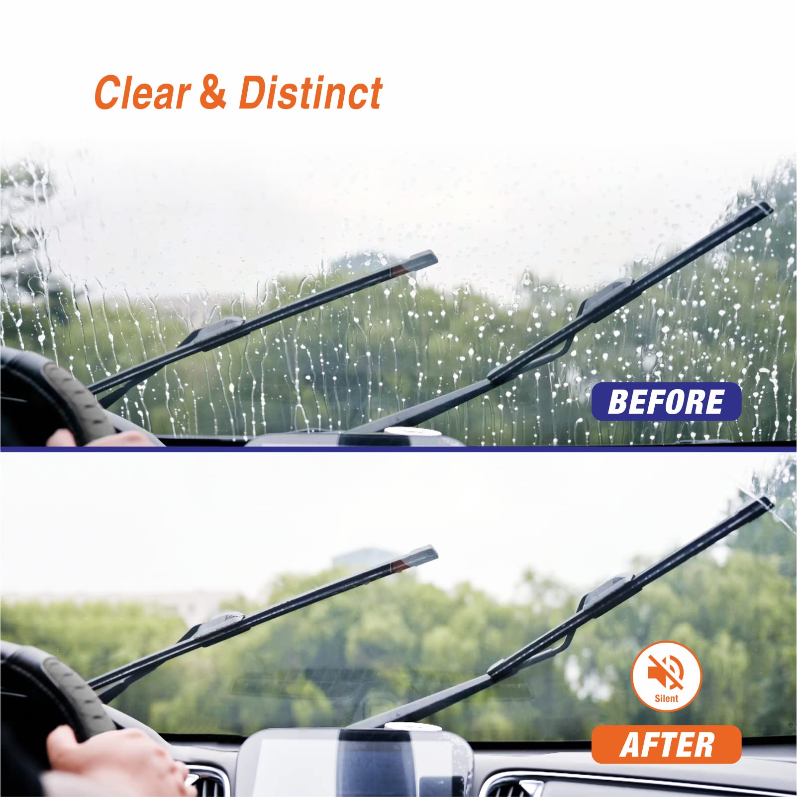 Wowiper Factory Wipers For Ford Edge Escape Focus Fusion 2020-2013 +More, 28''/28'' (Pack Of 2) Pinch Tab Windshield Wiper Blade