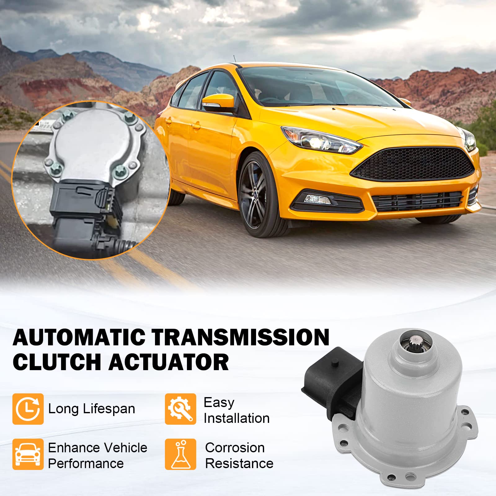 Yinlowa 2PCS Automatic Transmission Clutch Actuator AE8Z7C604A for 2012-2017 Ford Focus & Fiesta, Gray, Aluminum