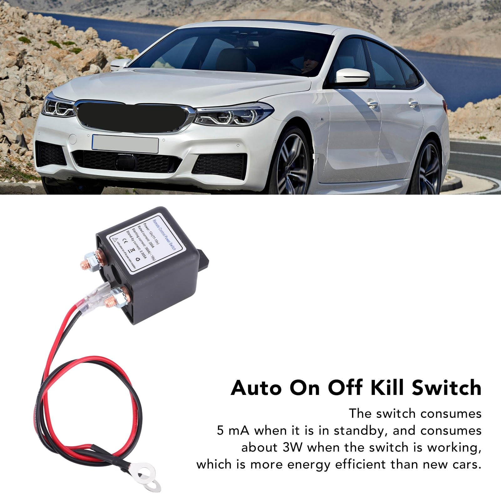 Diydeg Remote Battery Disconnect Switch 200A, Anti-Theft Cut Off for Car, RV, Boat, Black, Dual Remote Control, Durable ABS Material