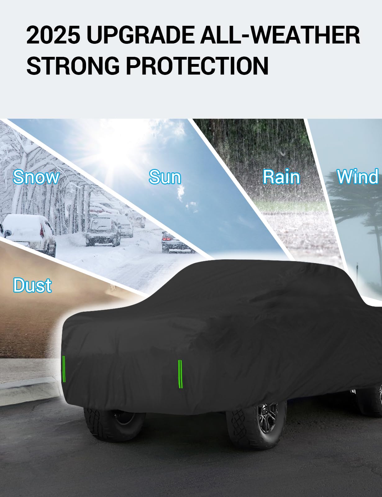 Proadsy 2025 Upgrade Car Cover Custom Fit For Ram 1500 2019-2024 2025, Waterproof All Weather For Automobiles, Windproof Snowpro