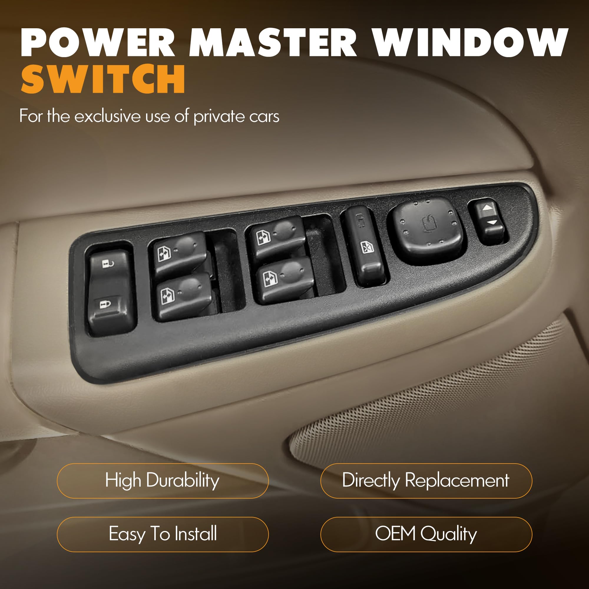 ASOPARTS 15883319 Master Power Window Switch & Tan Bezel Assembly with Folding Mirror Switch Fit for 2003-2006 Chevy Silverado A