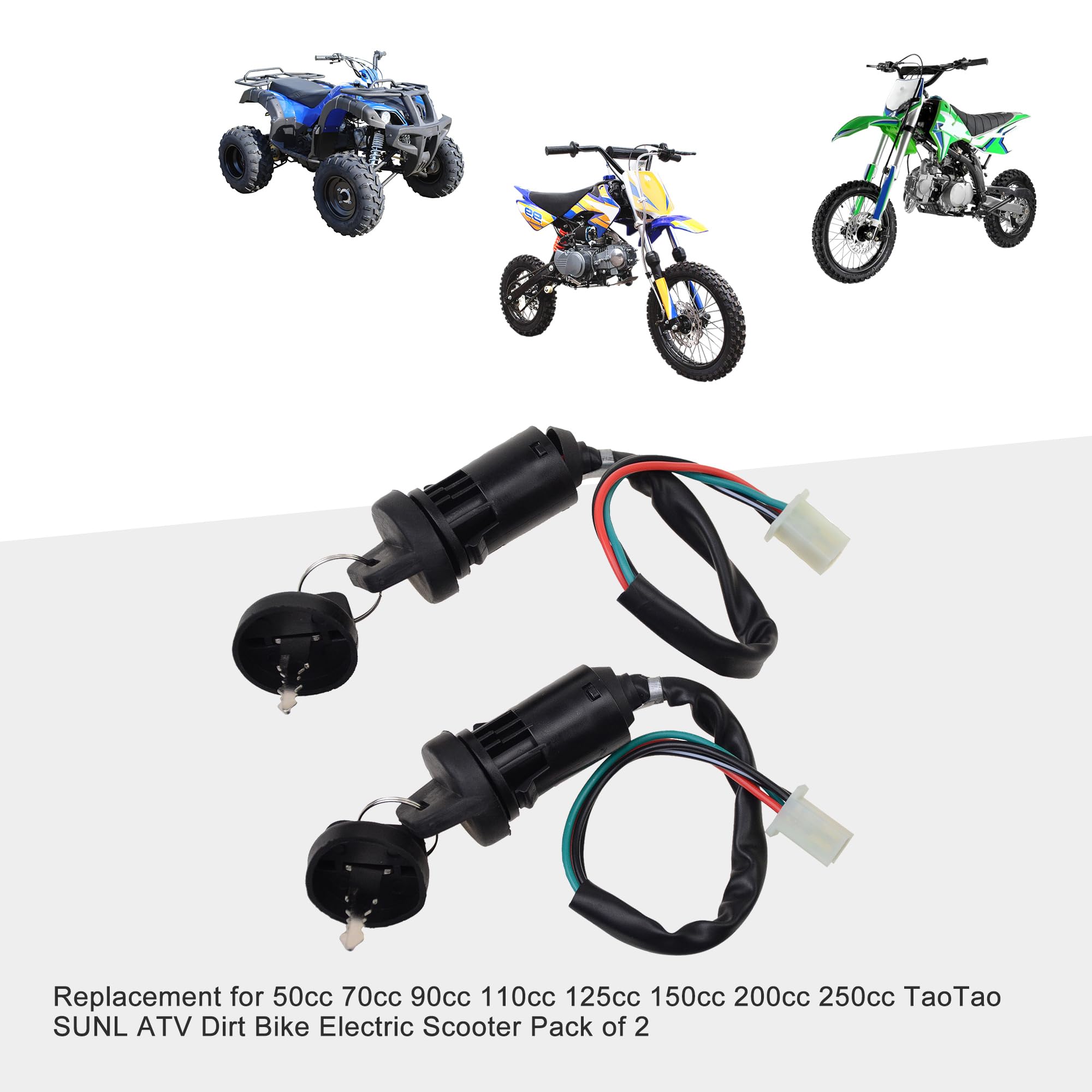 Goofit 4 Wires Ignition Switch Key Set With Cap Replacement For 50Cc 70Cc 90Cc 110Cc 125Cc 150Cc 200Cc 250Cc Taotao Sunl Atv Dir