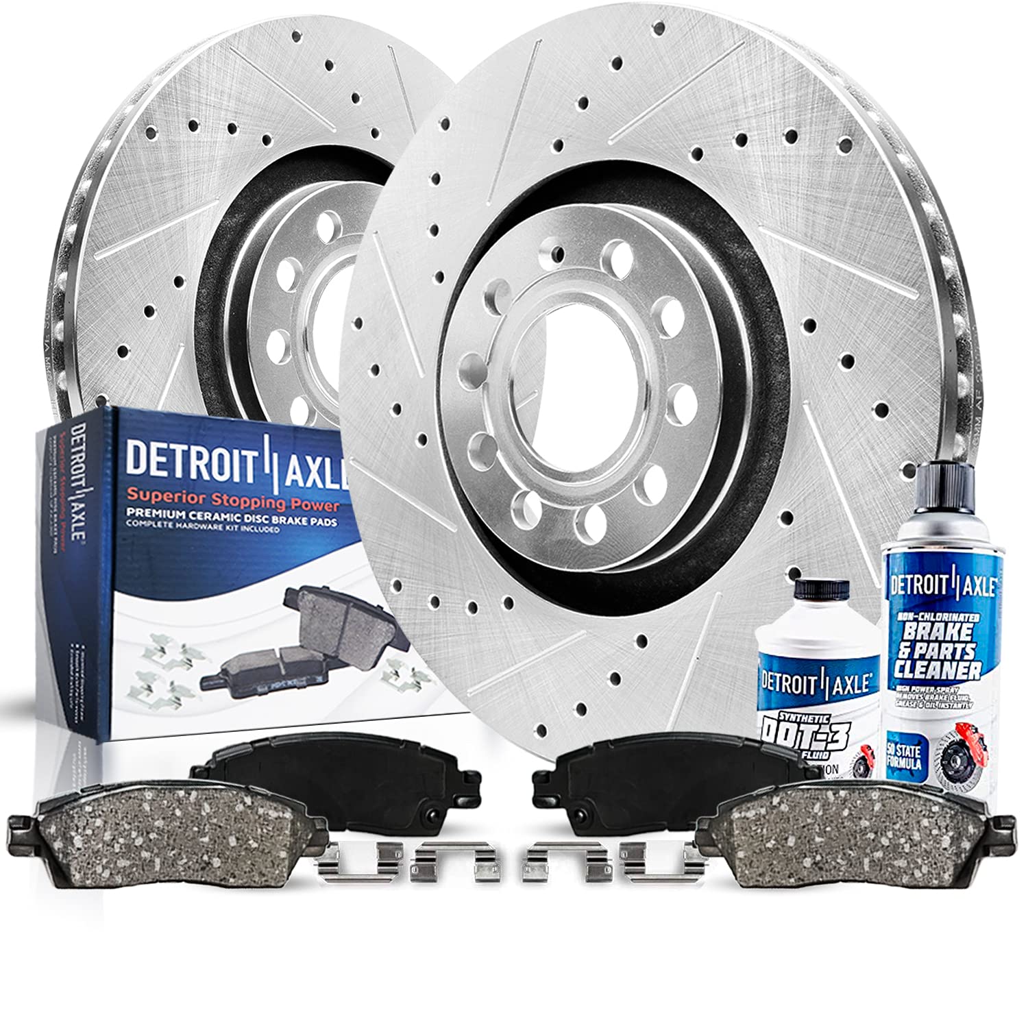 Detroit Axle - Front Brake Kit for 2021-2024 Chevrolet Camaro, Drilled and Slotted Disc Brake Rotors Ceramic Brakes Pads 2022 20