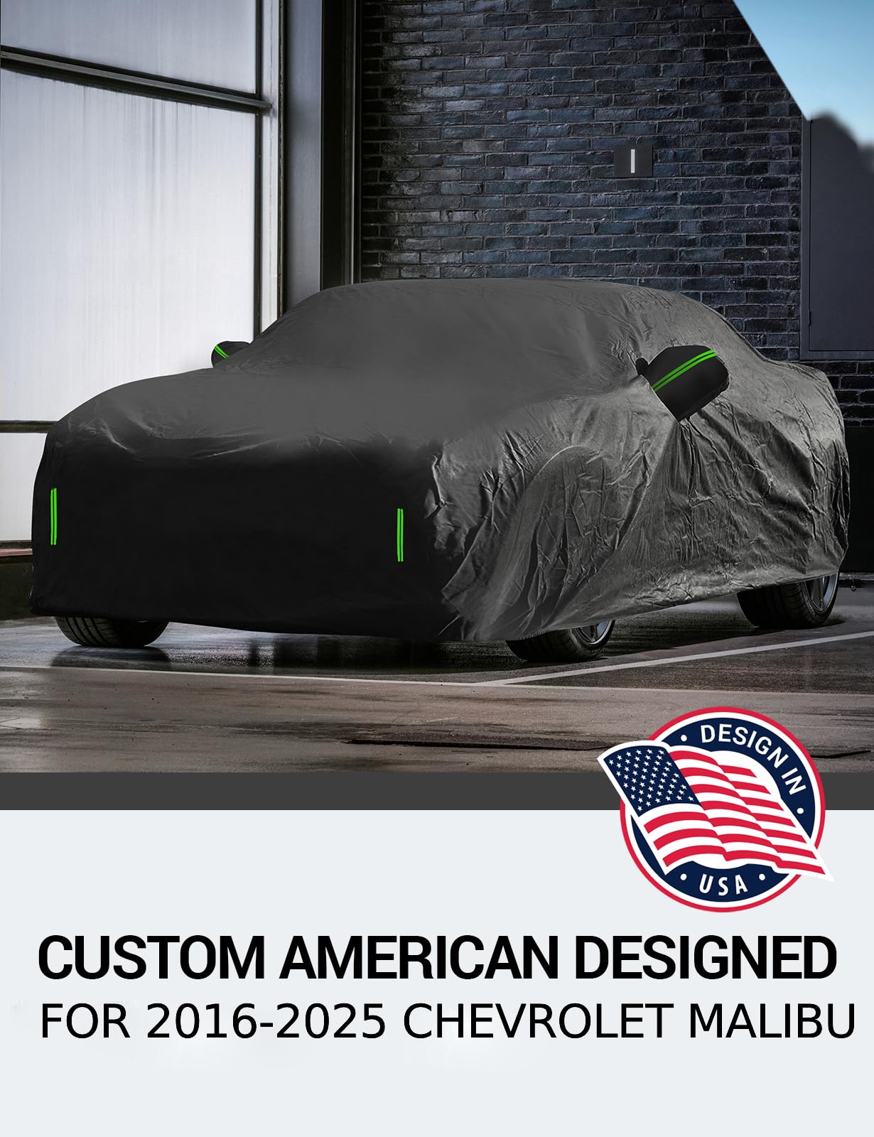 Proadsy 2025 Upgrade Car Cover for Chevrolet Malibu 2016-2024 2025, Waterproof All Weather, Windproof Snowproof Rain Hail Sun UV