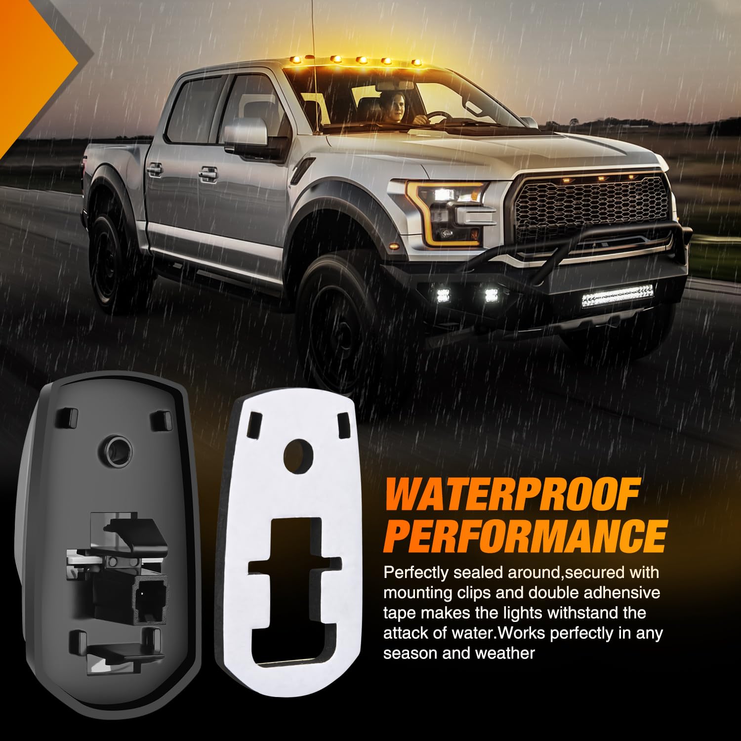 Nilight Led Cab Marker Lights Roof Running Light 5 Pcs 9 Led Smoke Lens Amber Cab Clearance Light Compatible With 2017 2018 2019