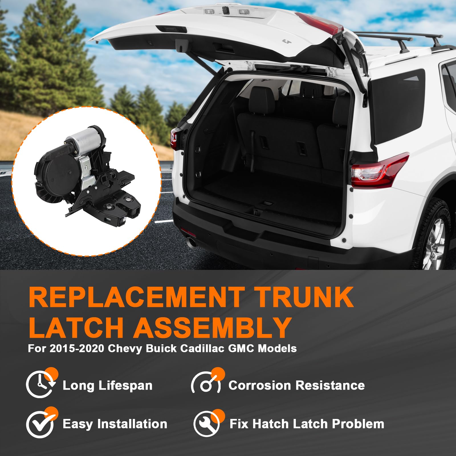 Trunk Latch Assembly for Chevy Suburban Tahoe Equinox Traverse GMC Yukon Acadia Terrain Cadillac Escalade XT5 Buick Regal Enclav