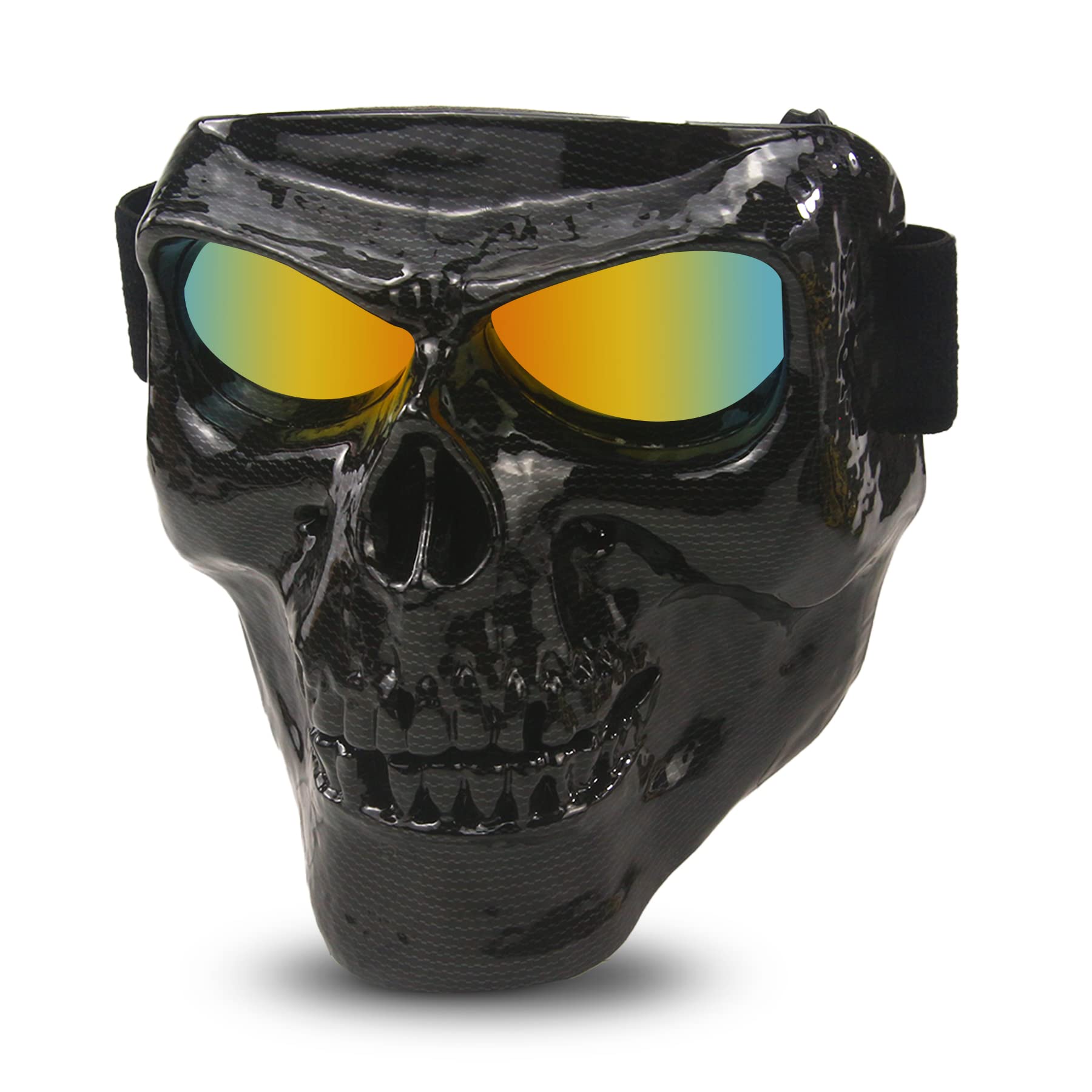 Borola Motorcycle Goggles Mask Skull Motocross Riding Sunglasses Comic Role Cos(E-Series, Carbon Fiber)