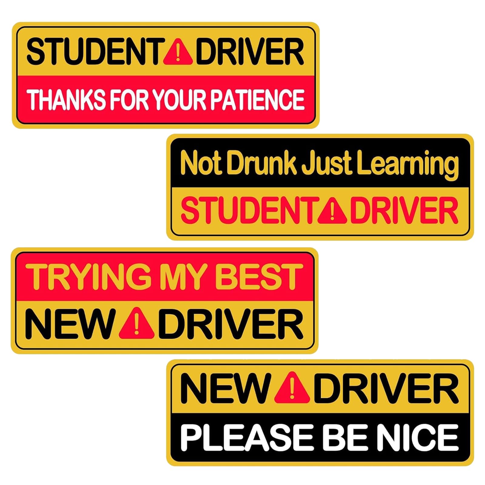 4Pcs Student Driver Magnet for Car, New Driver Magnet for Car, Please Be Patient Safety Warning Signs, Reflective Magnetic Bumpe