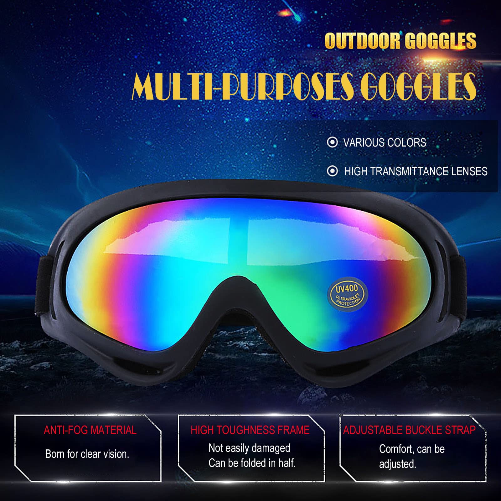 Immoono 10 Packs Motorcycle Accessories, 5Pcs Dirt Bike Ski Goggles Dustproof Windproof Safety Glasses And 5Pcs Face Masks