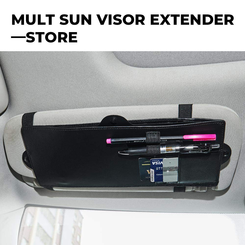 JOYTUTUS Car Sun Visor Extender - Adjustable Anti-Glare UV Blocker, Black, 1 Pack