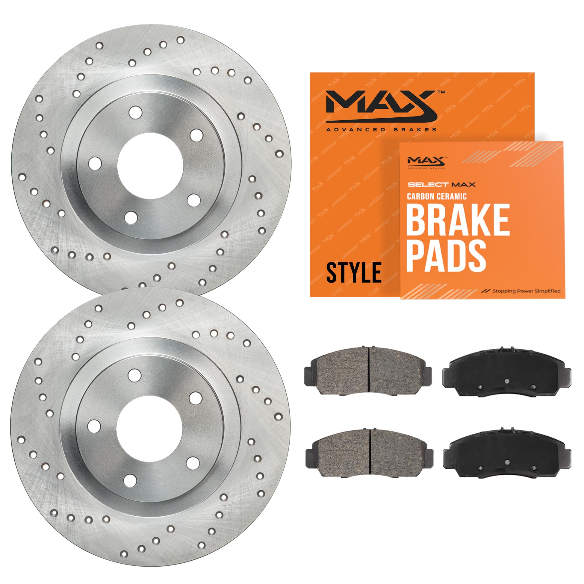Max Advanced Brakes Front Brake Kit Compatible With 2017 2018 2019 2020 Toyota Yaris iA Compatible With Scion iA Replacement Cro