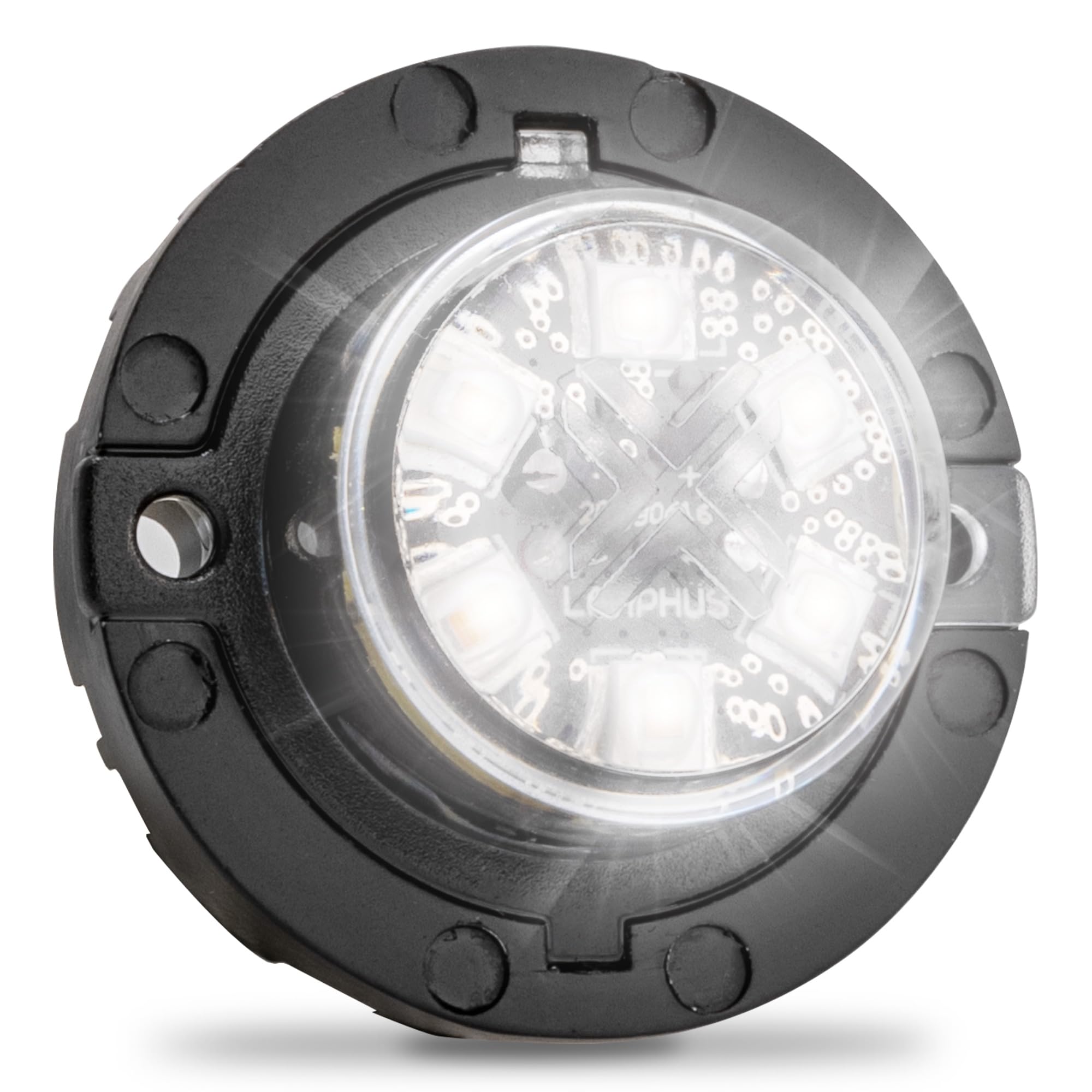 SnakeEye III White Clear LED Hideaway Strobe Light [SAE Class 1] 12V 1 Inch Round Waterproof Wig Wag Emergency Flashing Hide Awa