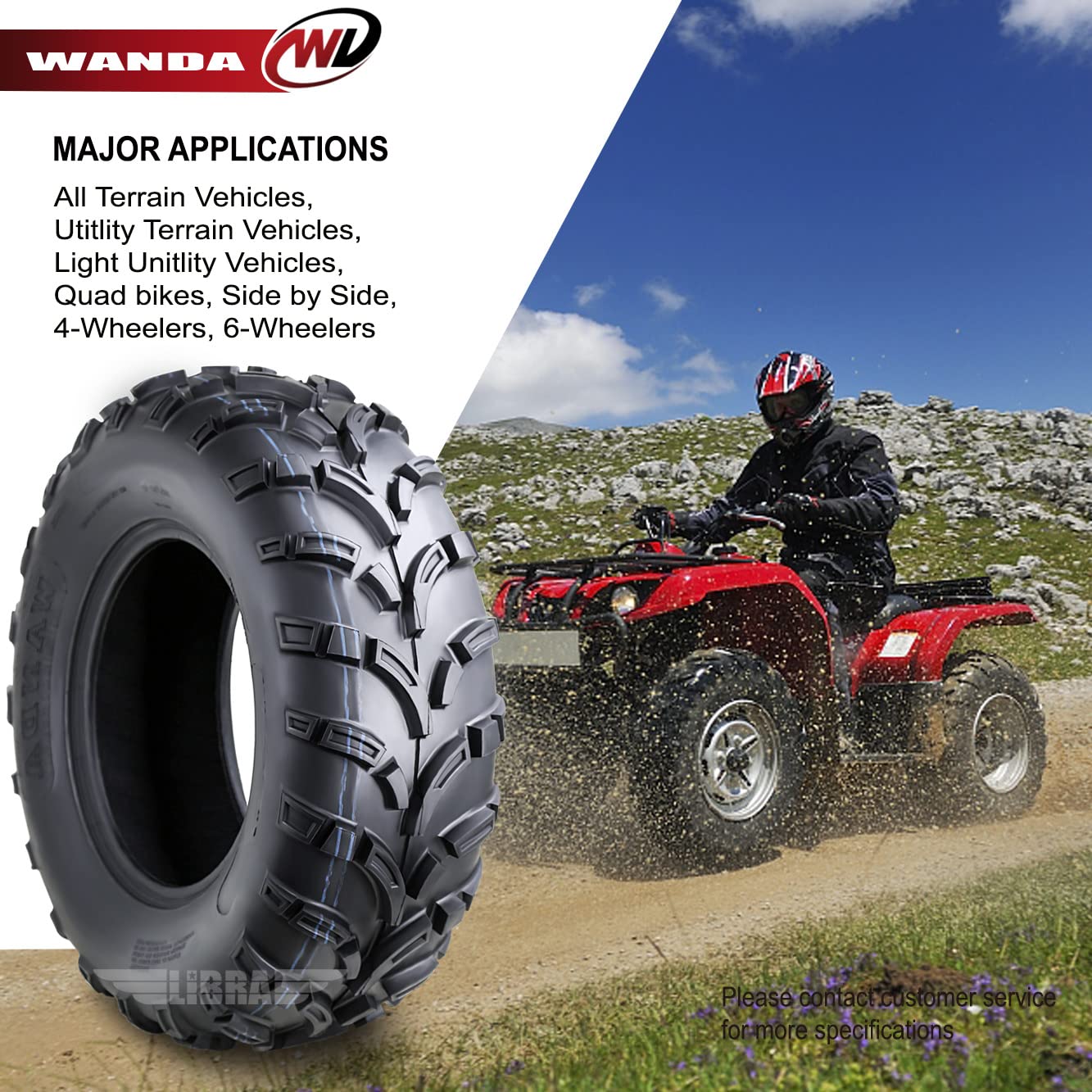 Wanda Set Of 2 Atv/Utv Tires 26X8-14 /6Pr P373-10205
