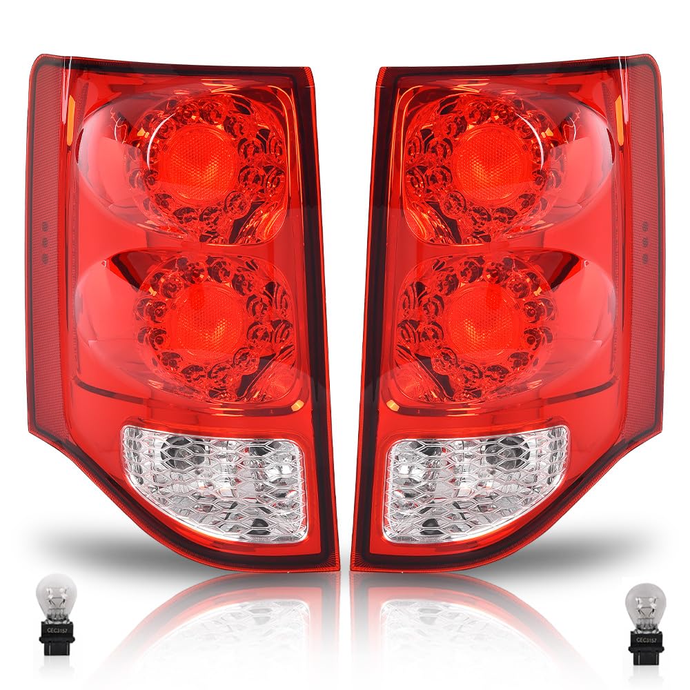DOTCOM LED Left Tail Lights Compatible with Dodge Ram 1500 2013-2018,Fit Ram 2500 3500 2014-2018 w/Bulbs Clear & Red Lens Chrome