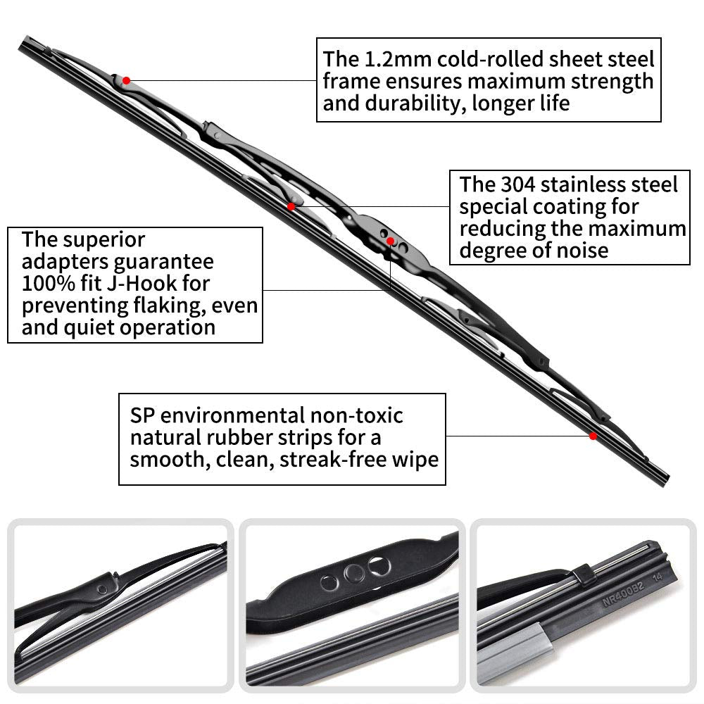 OTUAYAUTO Windshield Wiper Blades - Replacement for 2002-2008 Corolla, 24"+18", Rubber, Black