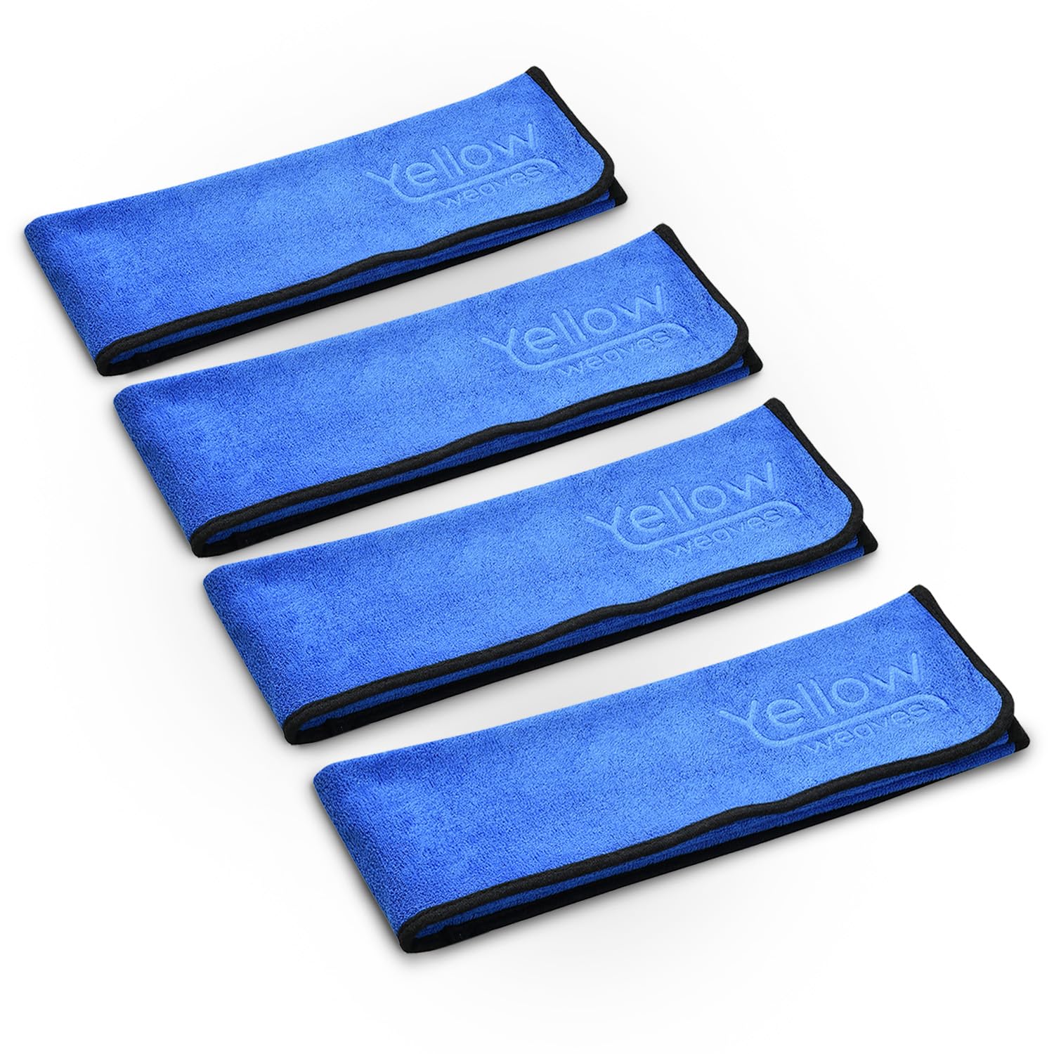 Yellow Weaves Microfiber Car Cleaning Cloth Extra Large (35x75 cms) Pack of 4,Blue Towel for Car/Bike Cleaning Polishing Washing